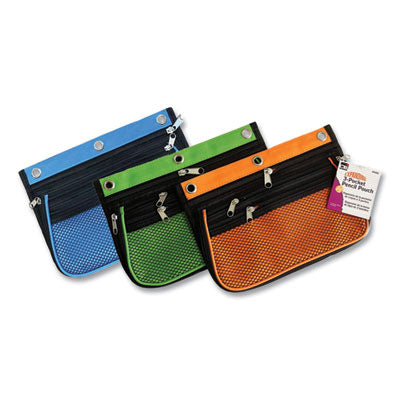 Three-Pocket Expandable Binder Pouch, 10.25 x 7.5, Assorted Colors, 3/Pack - Flipcost