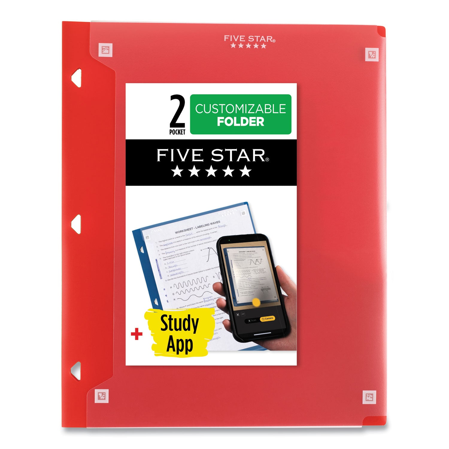 Five Star® Two-Pocket Portfolio Clear View, 11" x 8.5", Randomly Assorted