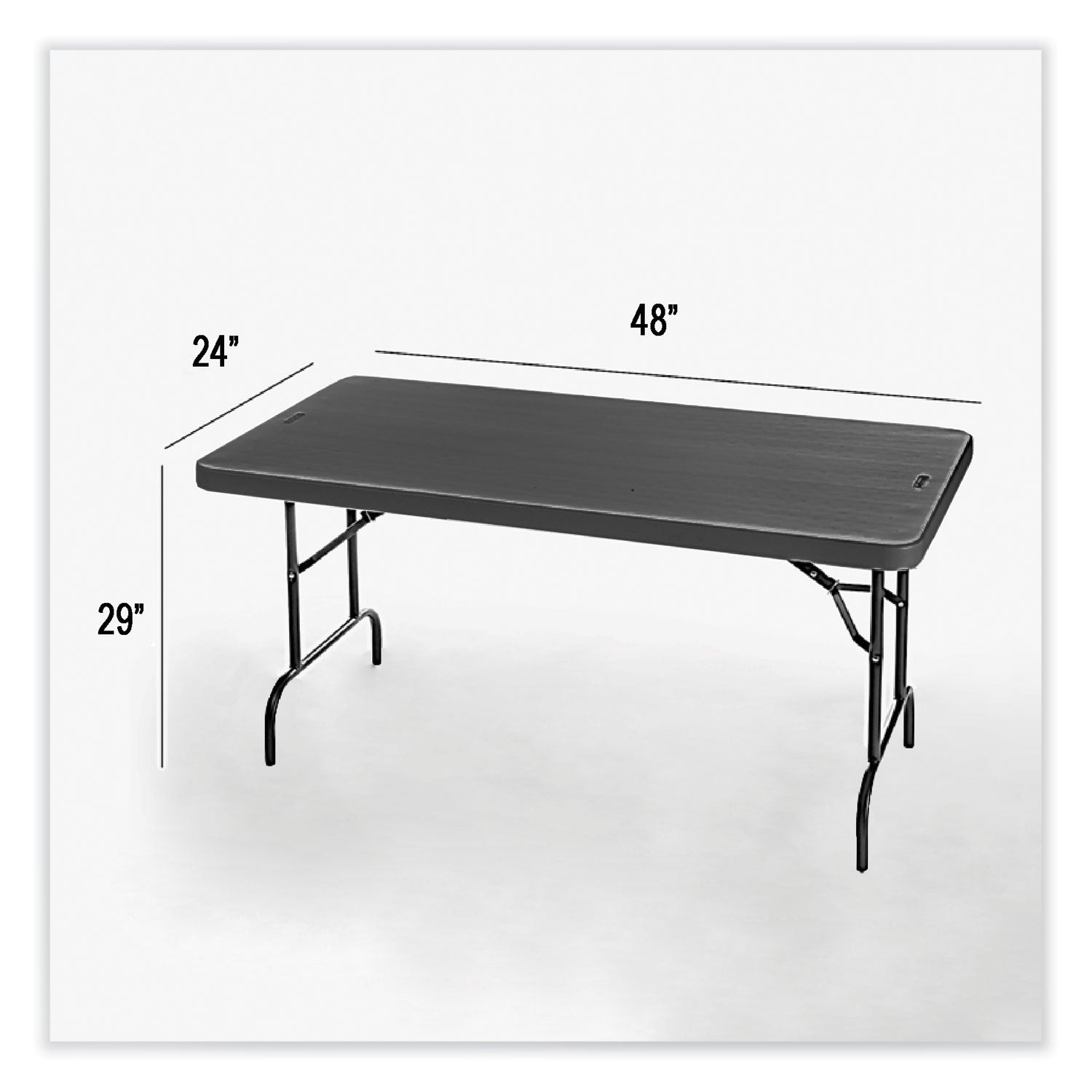 Iceberg IndestrucTable Commercial Folding Table, Rectangular, 48" x 24" x 29", Charcoal Top, Charcoal Base/Legs