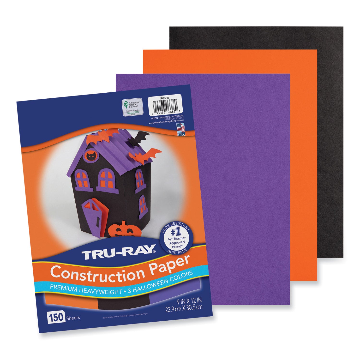 Pacon® Tru-Ray Construction Paper, 70 lb Text Weight, 9 x 12, Assorted Halloween Colors, 150/Pack