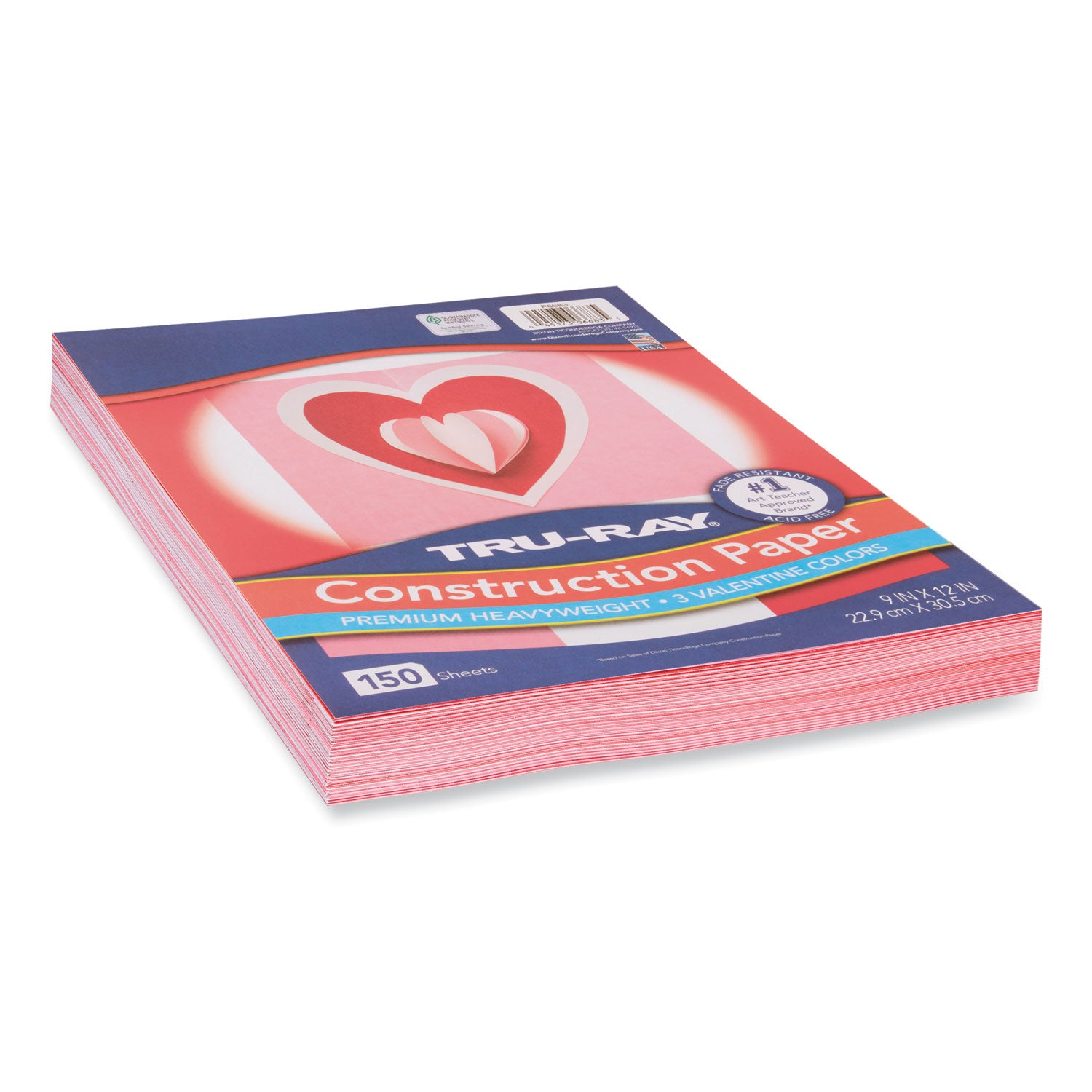 Pacon® Tru-Ray Construction Paper, 70 lb Text Weight, 9 x 12, Assorted Valentine Colors, 150/Pack