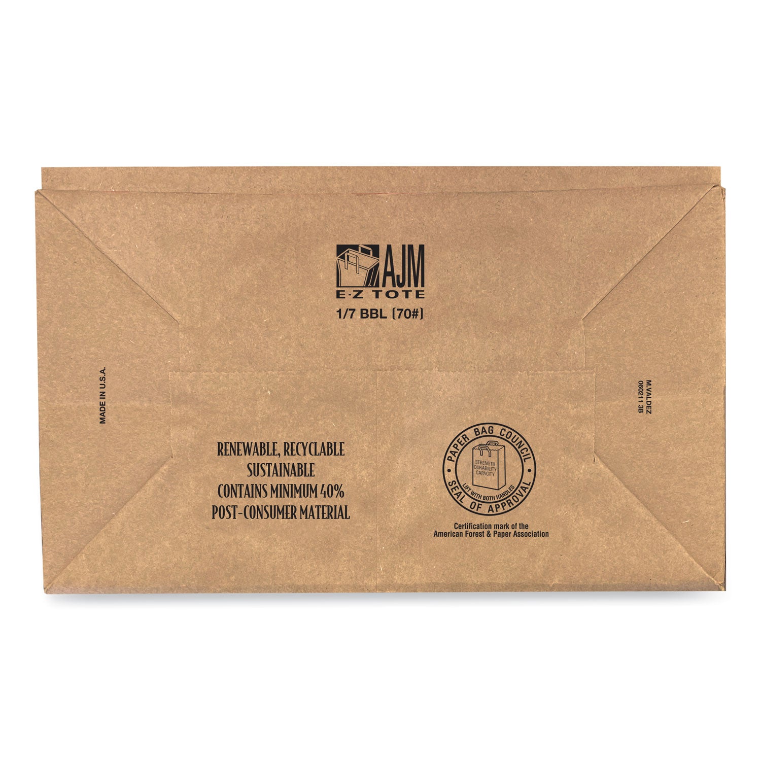 AJM Packaging Corporation Handle Bag, 12" x 7" x 14", Brown, 300/Bundle