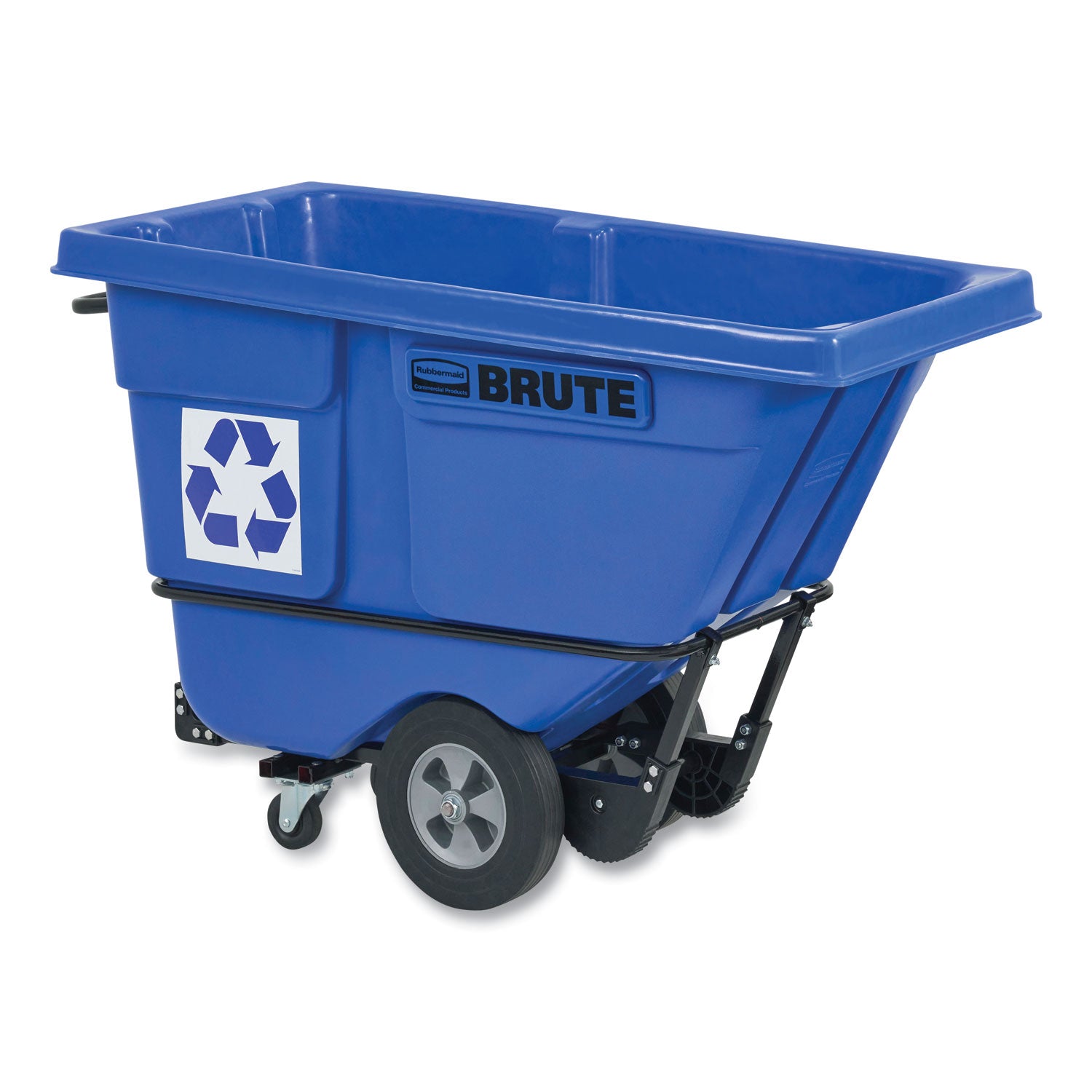 Rubbermaid® Commercial BRUTE Rotomolded Recycling Tilt Truck, 1 cu yd, 1,250 lb Capacity, Plastic/Steel Frame, Blue