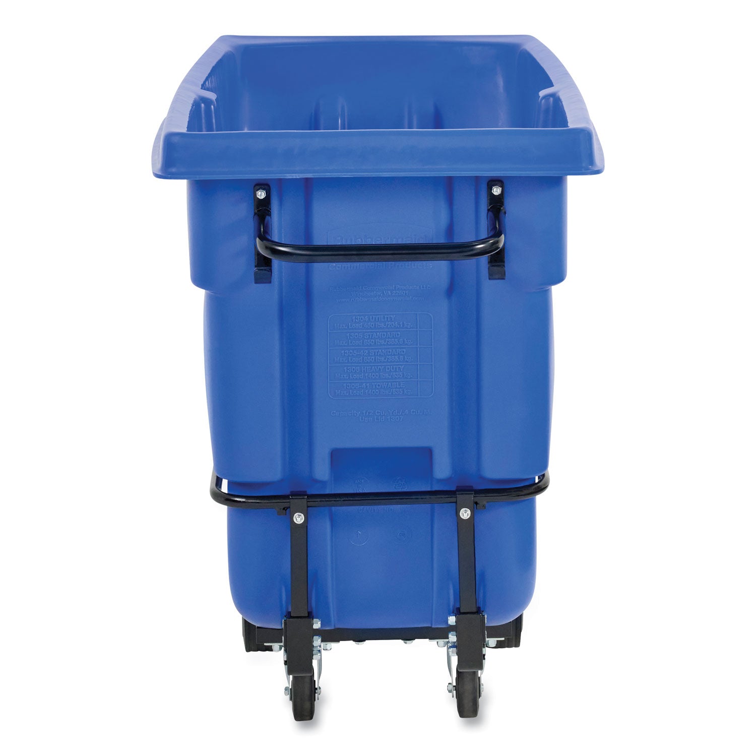 Rubbermaid® Commercial BRUTE Rotomolded Recycling Tilt Truck, 1 cu yd, 1,250 lb Capacity, Plastic/Steel Frame, Blue