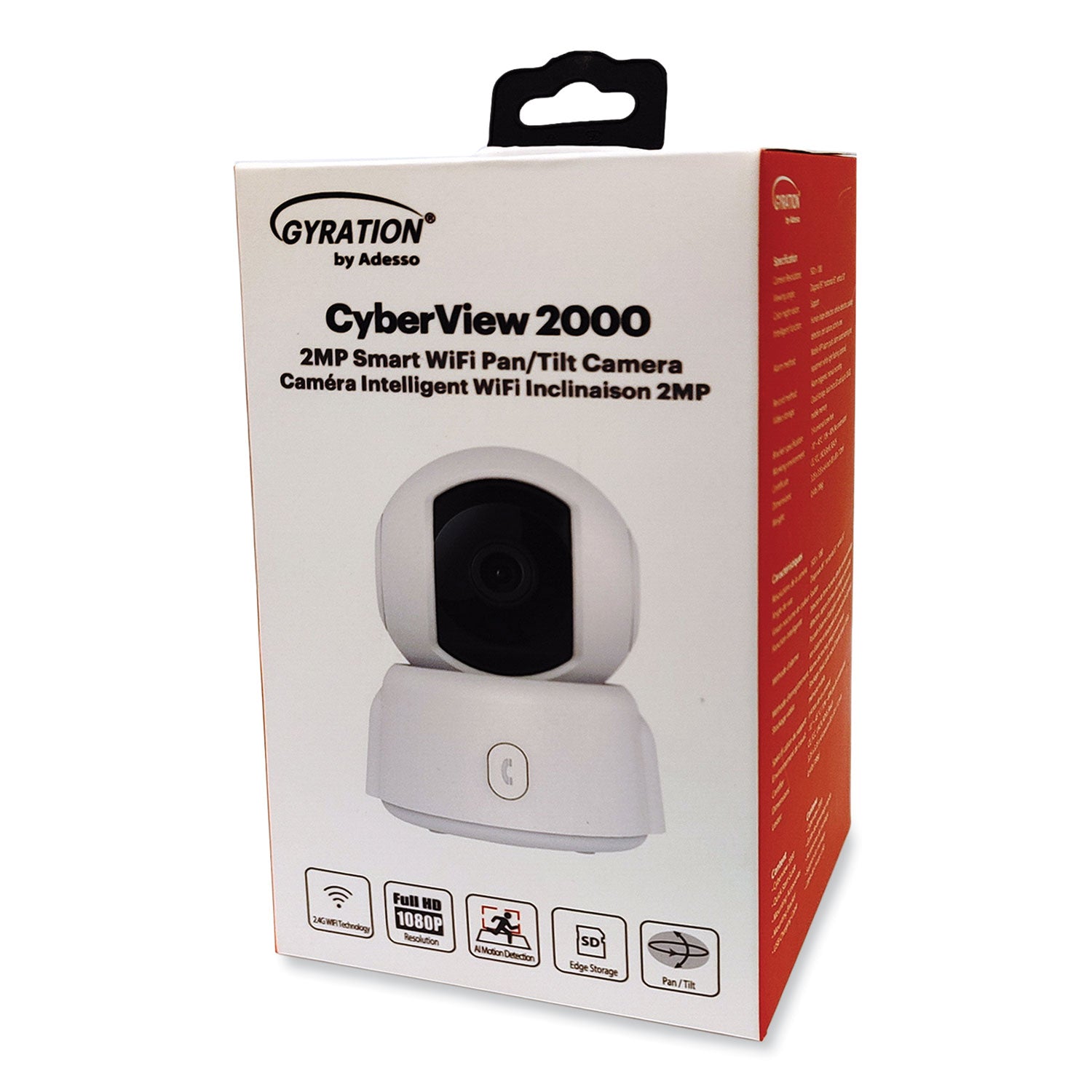 Gyration® Cyberview 2000 2MP Smart WiFi Pan/Tilt Camera, 1920 x 1080 Pixels