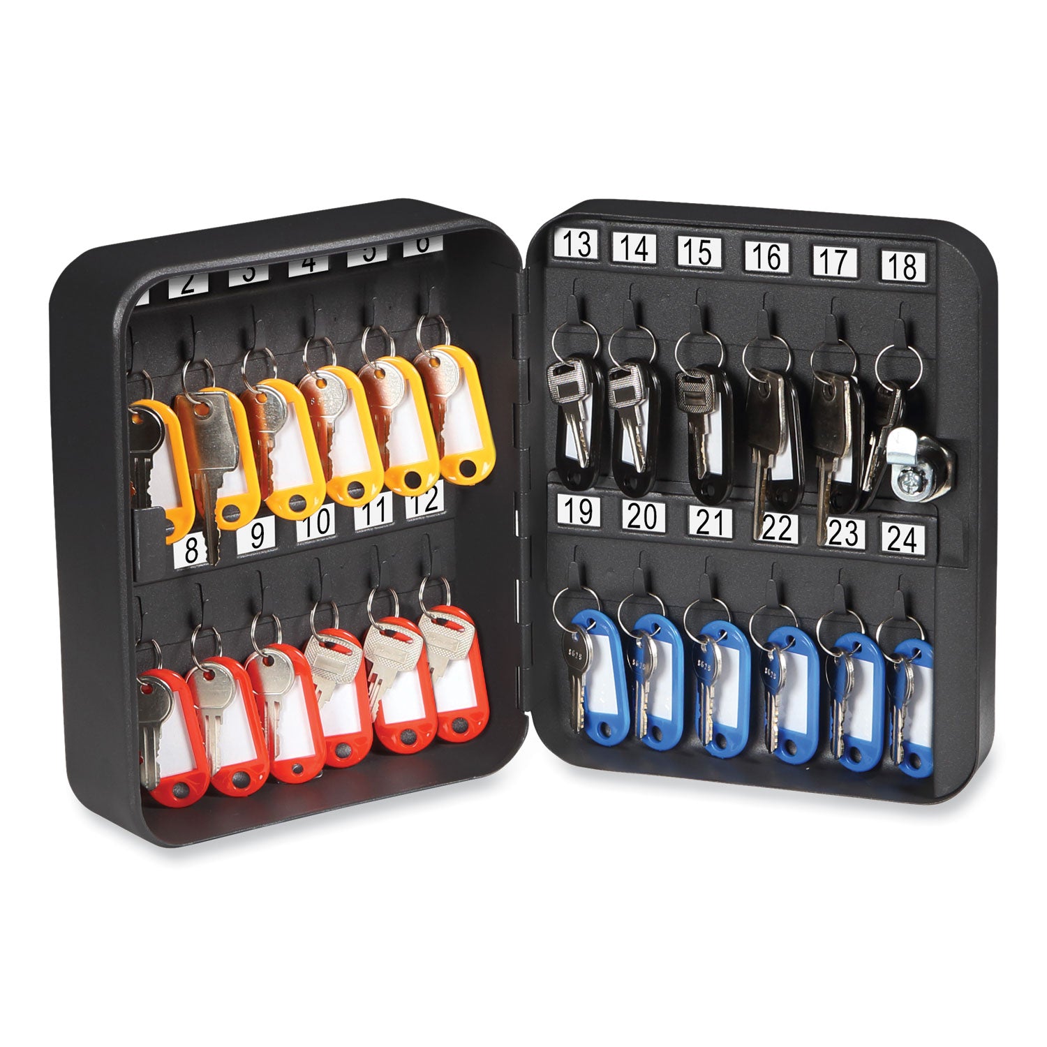 24-Slot Key Box, 6.3 x 2.9 x 7.8, Steel, Black Honeywell Flipcost