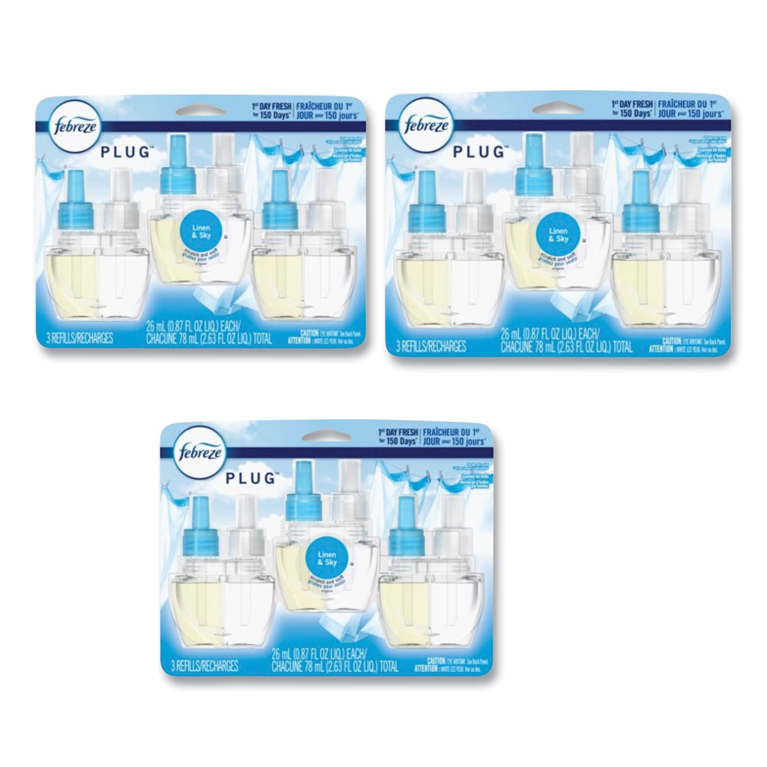 Febreze® PLUG Air Freshener Refills, Linen and Sky, 2.63 oz, 3/Pack, 3 Packs/Carton