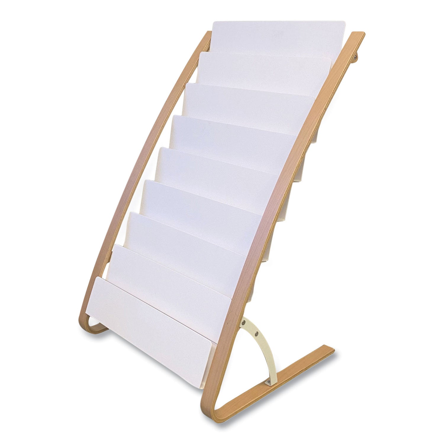 Literature Floor Display Rack, 22.8 x 19.69 x 36.61, White/Woodgrain