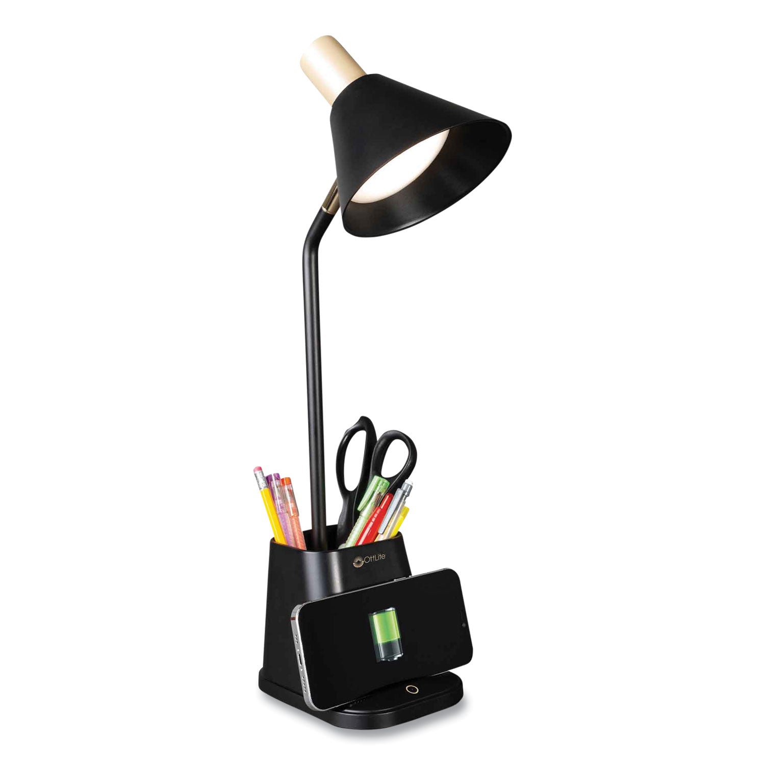 OttLite® Wellness Series Merge LED Desk Lamp with Wireless Charging, 18.25" High, Black