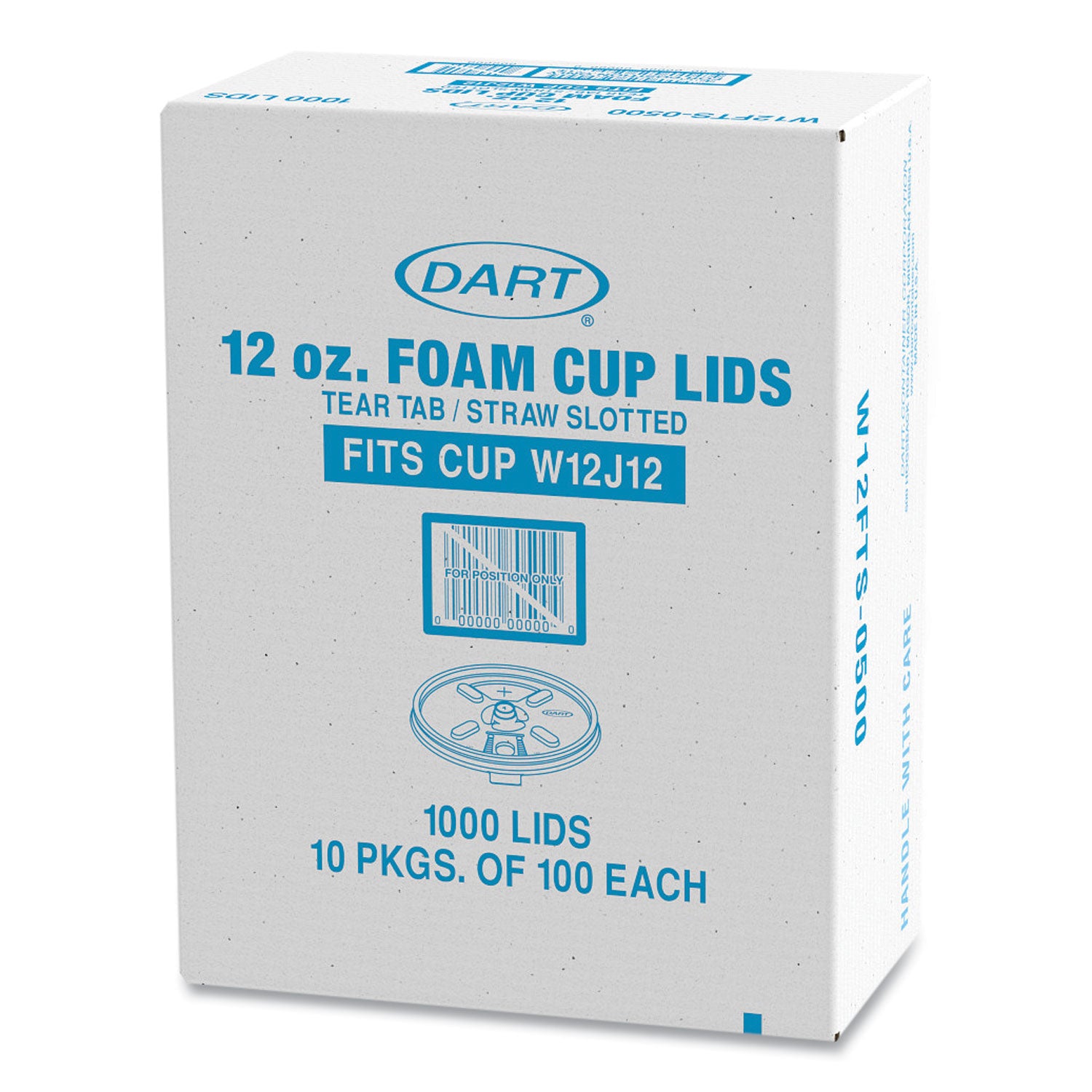 Dart® Lids for Foam Cups and Containers, Fits 12 oz Cups, Translucent, 1,000/Carton