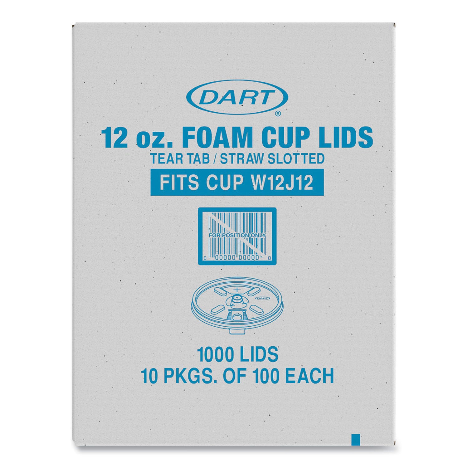 Dart® Lids for Foam Cups and Containers, Fits 12 oz Cups, Translucent, 1,000/Carton