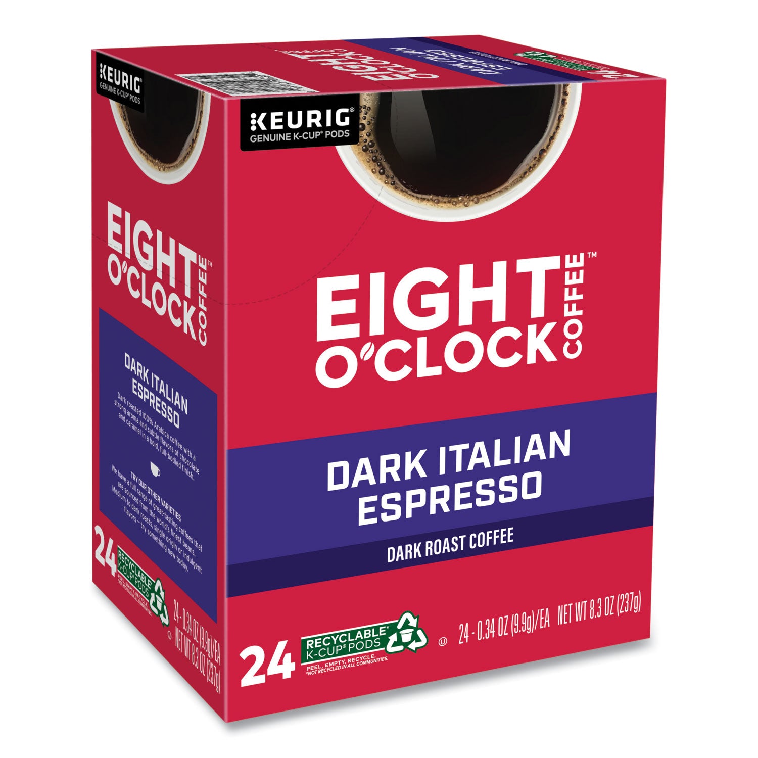 Eight O'Clock Dark Italian Espresso Coffee K-Cups, 24/Box