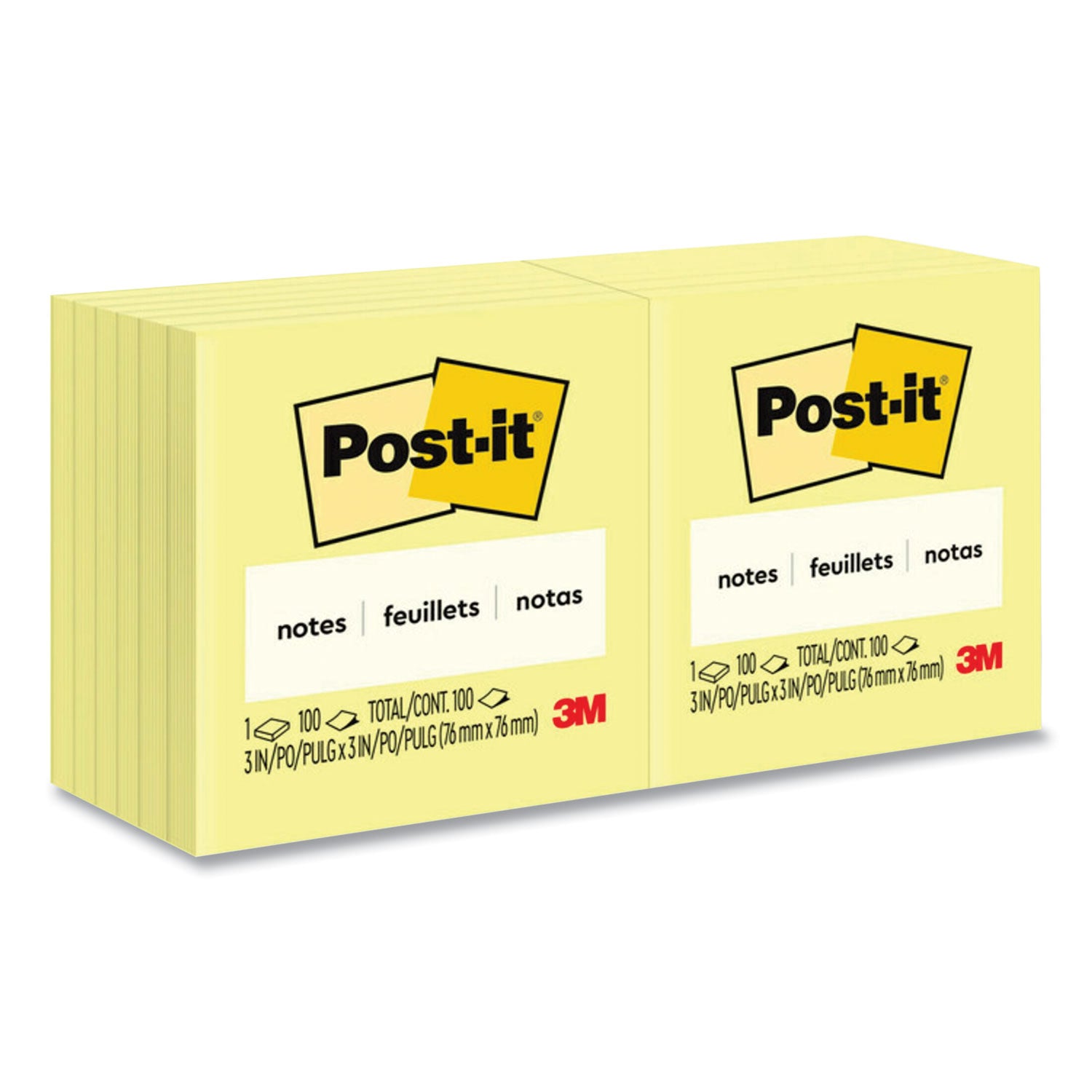 Original Pads in Canary Yellow, 3" x 3", 100 Sheets/Pad, 12 Pads/Pack