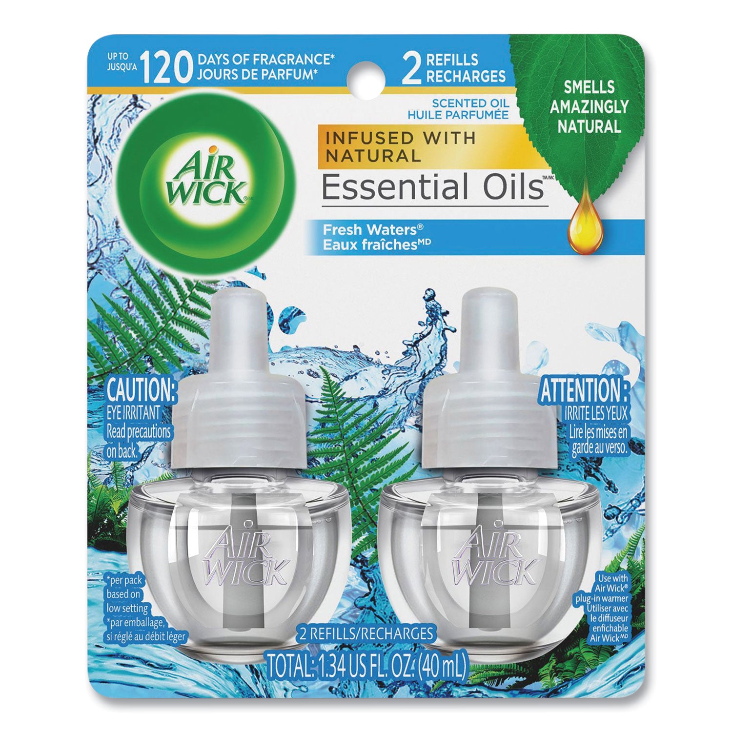 Scented Oil Refill, Fresh Waters, 0.67 oz, 2/Pack