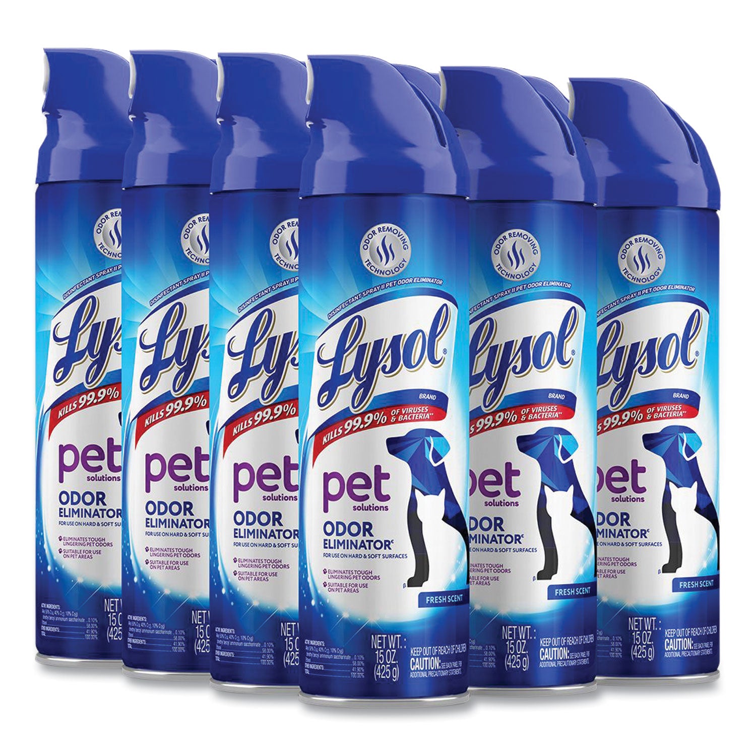 LYSOL® Brand Disinfectant Spray II Pet Odor Eliminator, Fresh, 15 oz Aerosol Spray, 12/Carton