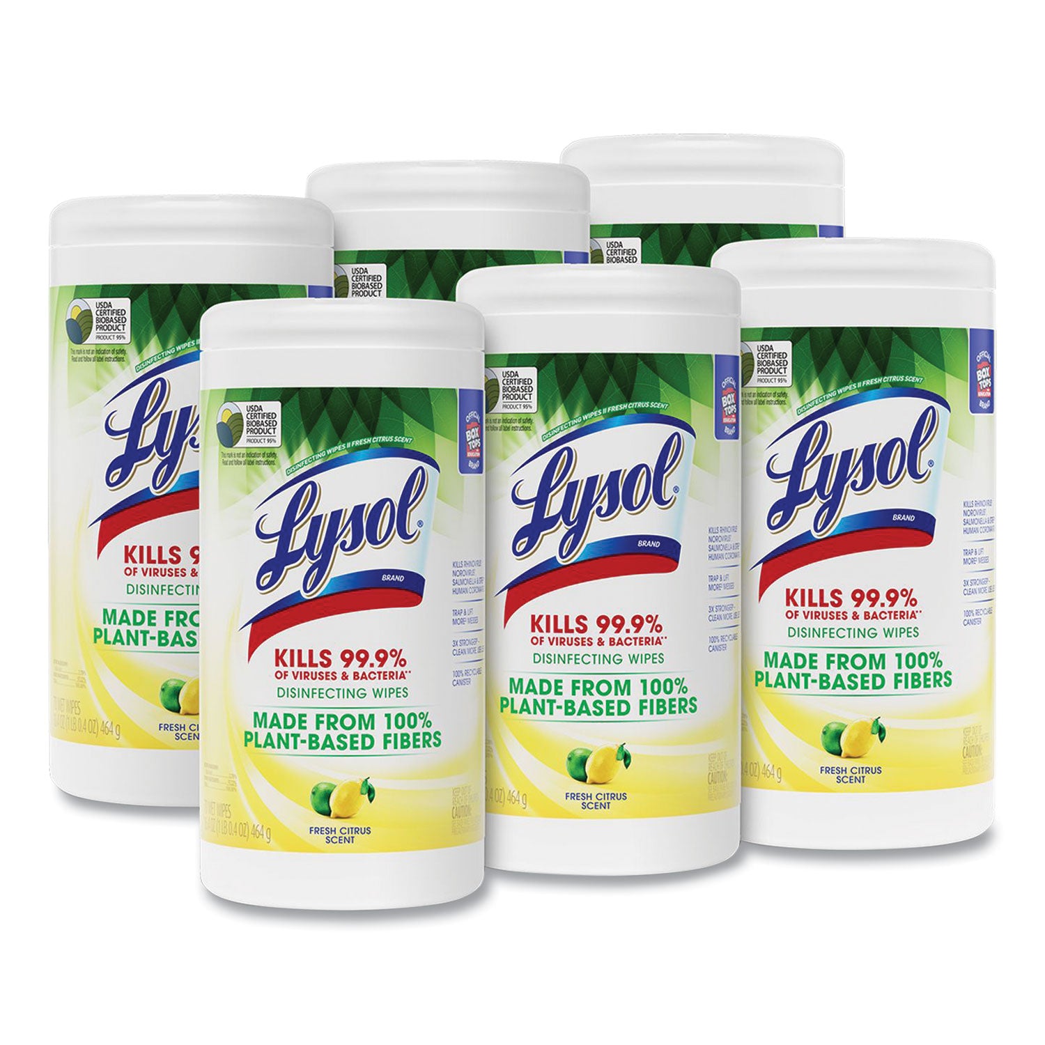 LYSOL® Brand Disinfecting Wipes II Fresh Citrus, 1-Ply, 7 x 7.25, White, 70 Wipes/Canister, 6 Canisters/Carton