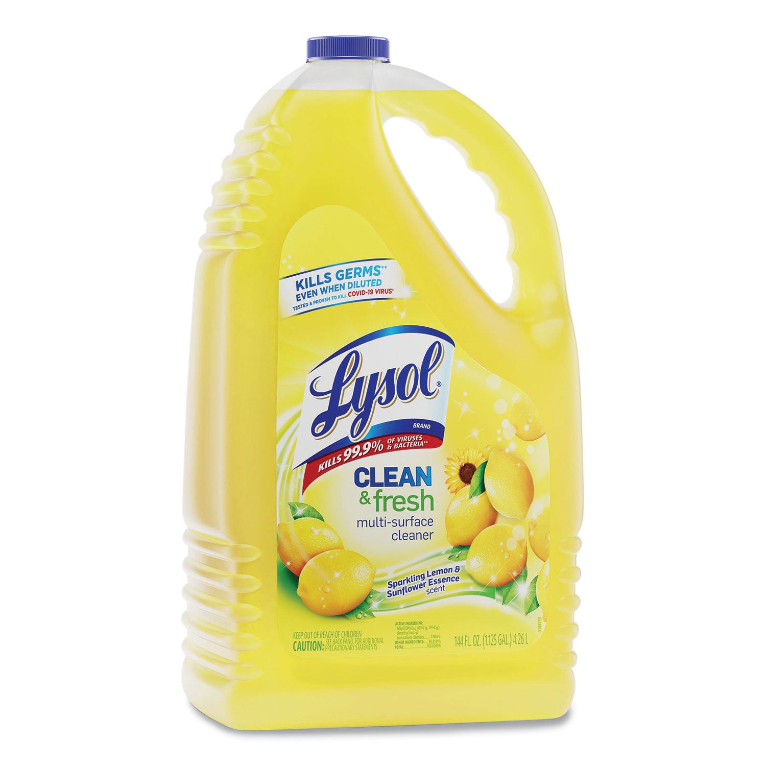 LYSOL® Brand Clean and Fresh Multi-Surface Cleaner, Sparkling Lemon and Sunflower Essence, 144 oz Bottle, 4/Carton