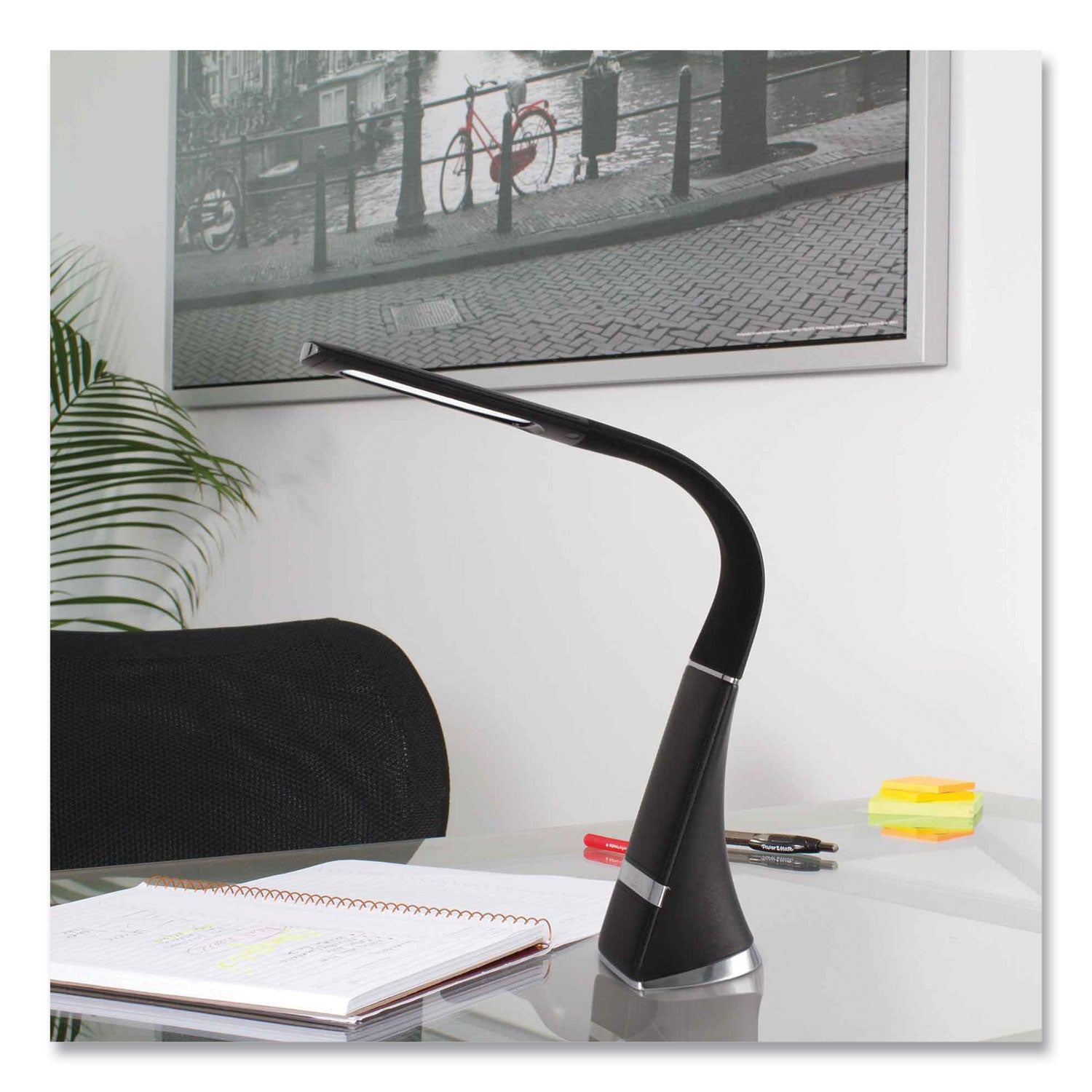 Wellness Series Recharge LED Desk Lamp, 10.75" to 18.75" High, Black