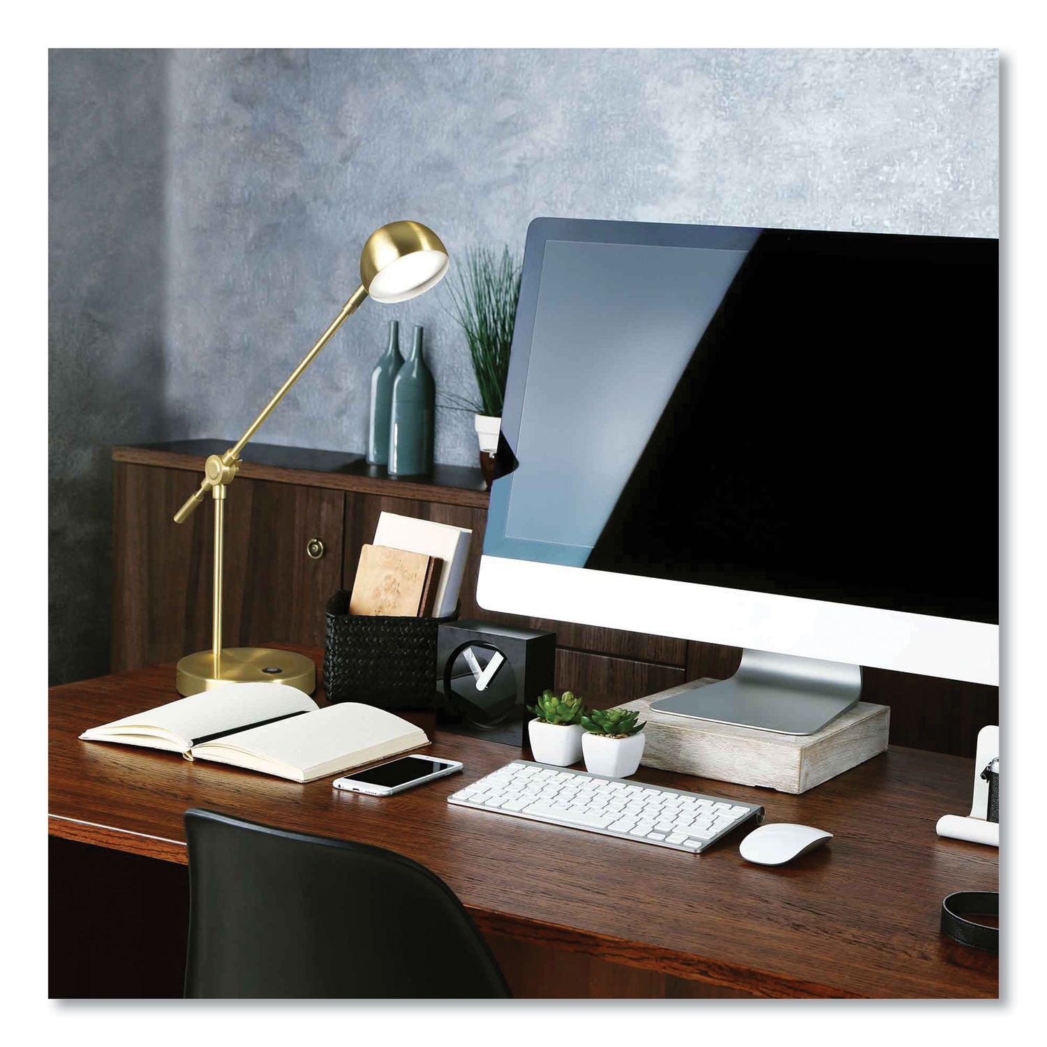 OttLite® Wellness Series Direct LED Desk Lamp, 4" to 18" High, Brass