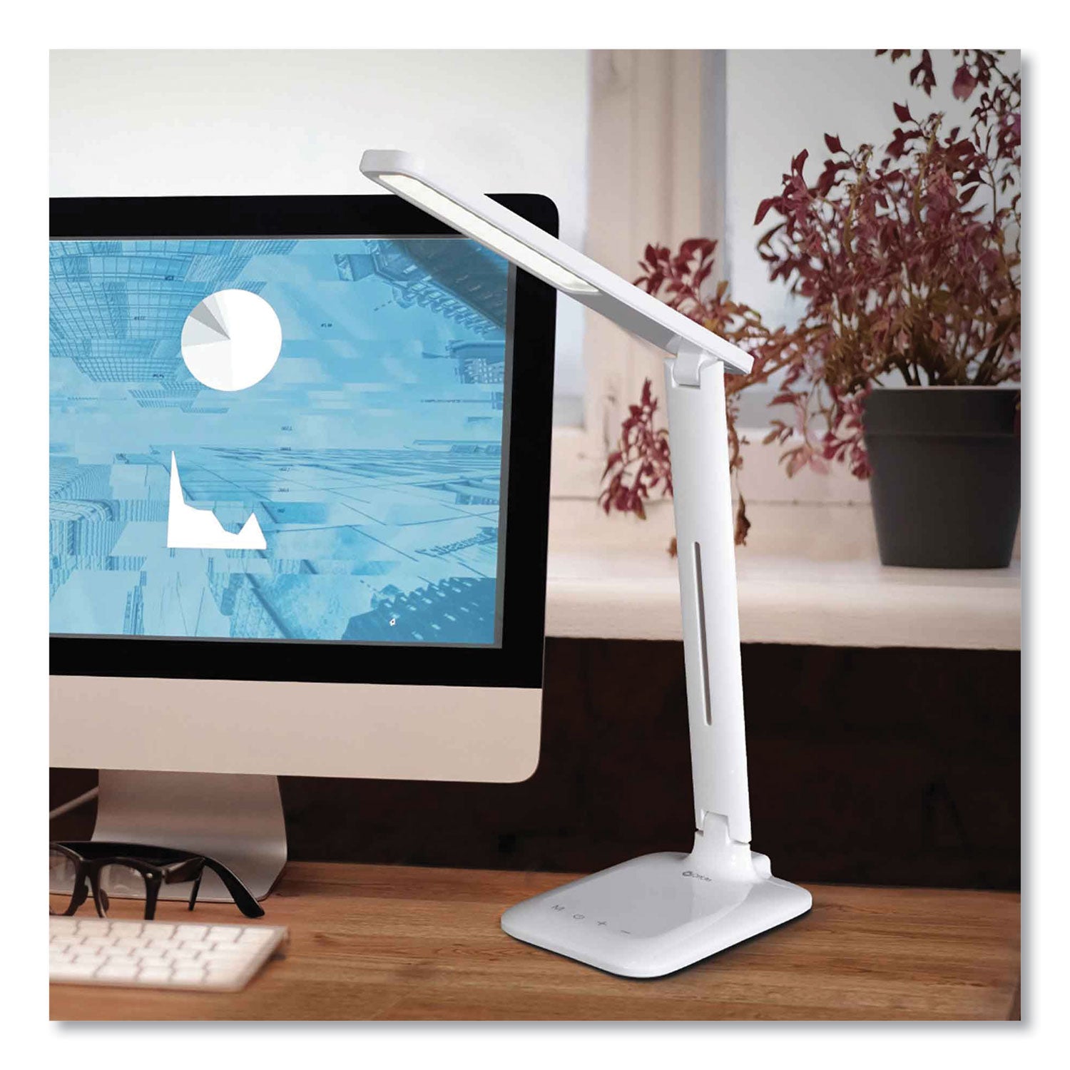 OttLite® Wellness Series Slimline LED Desk Lamp, 5" to 20.25" High, White