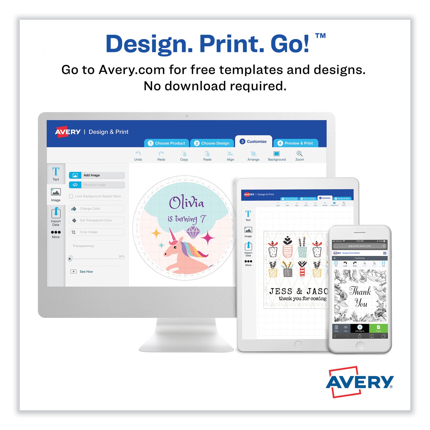 Avery® Laser/Inkjet Media Labels, Inkjet/Laser Printers, 2 x 2, White, 12 Labels/Sheet, 10 Sheets/Pack