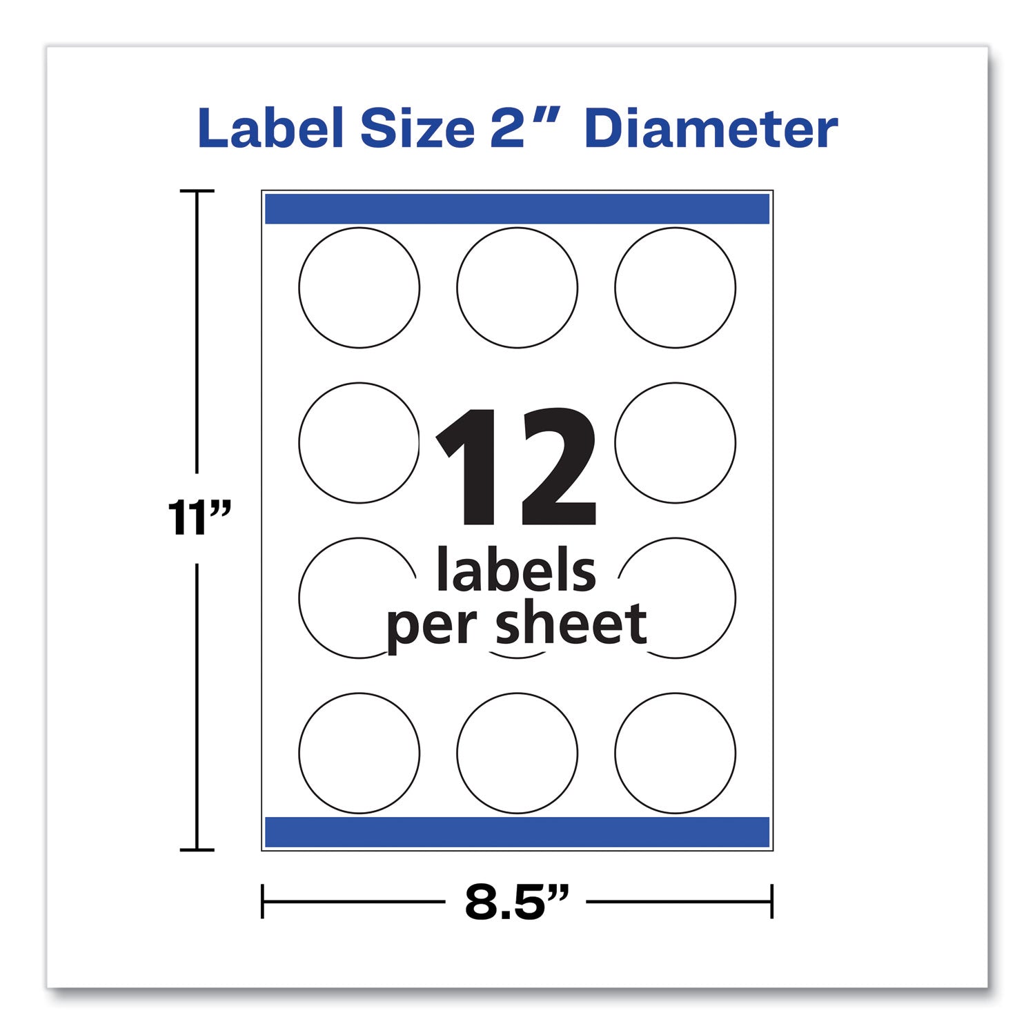 Avery® Round Print-to-the Edge Labels with Sure Feed and Easy Peel, 2" dia, Glossy Clear, 120/PK