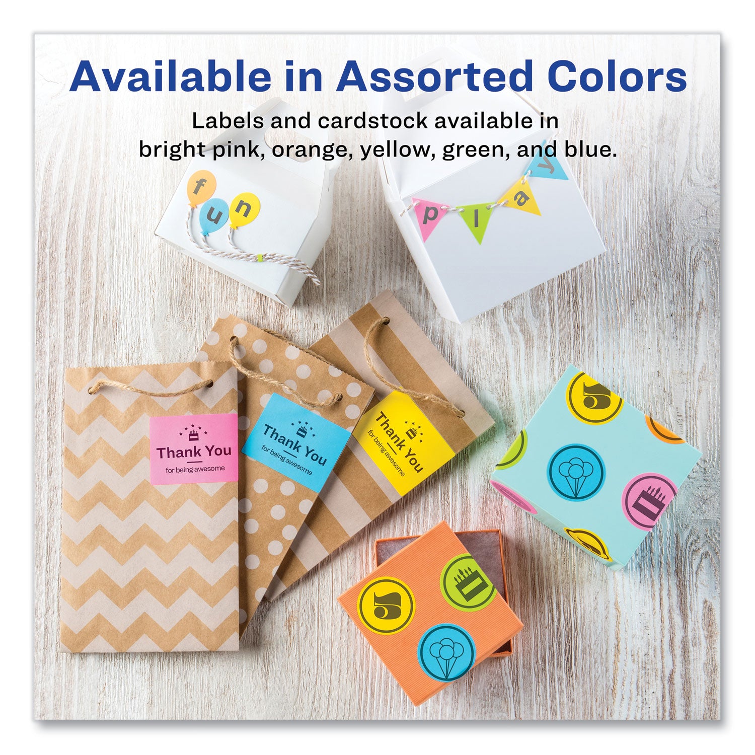 Avery® Printable Color Labels with Sure Feed and Easy Peel, 2 x 2.63, Assorted Colors, 15/Sheet, 10 Sheets/Pack