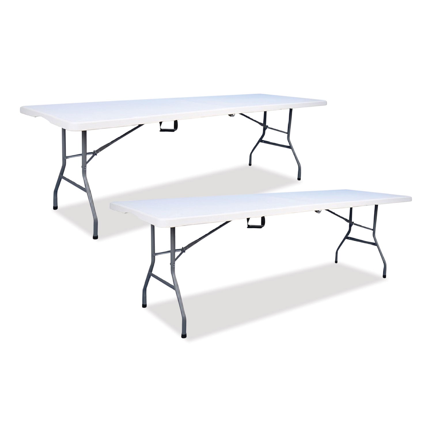 Bifold Resin Folding Table, Rectangular, 94.5" x 29.9" x 30", White Granite Top, Gray Base/Legs, 2/Pack