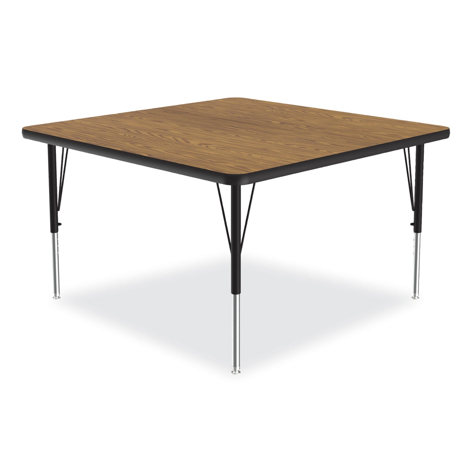 Correll® Adjustable Activity Tables, Square, 48" x 48" x 19" to 29", Medium Oak Top, Black Legs, 4/Pallet