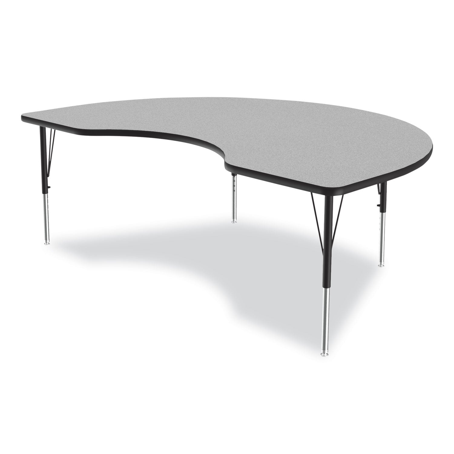 Correll® Adjustable Activity Tables, Kidney Shaped, 72" x 48" x 19" to 29", Gray Top, Black Legs, 4/Pallet