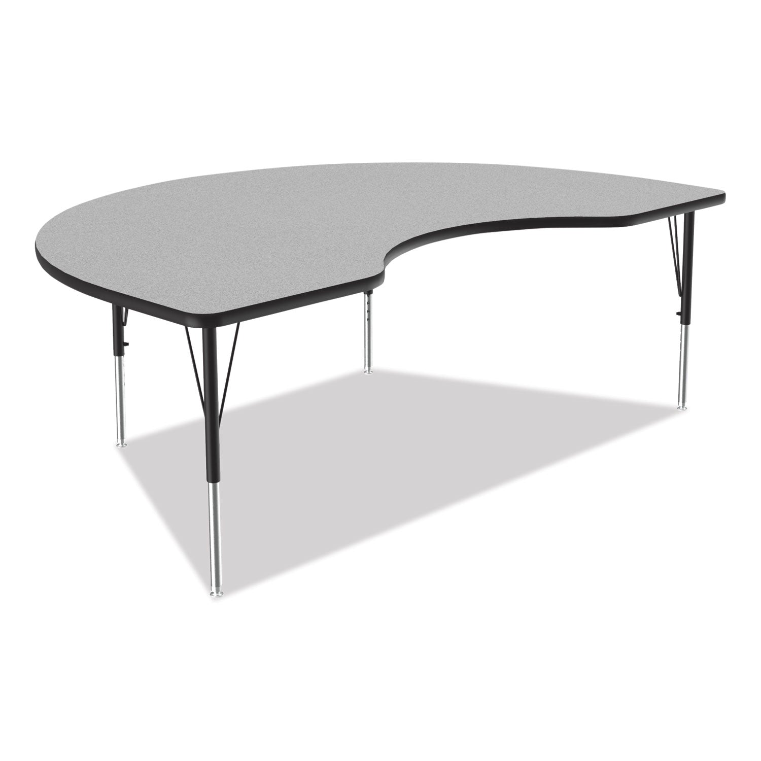 Correll® Adjustable Activity Tables, Kidney Shaped, 72" x 48" x 19" to 29", Gray Top, Black Legs, 4/Pallet