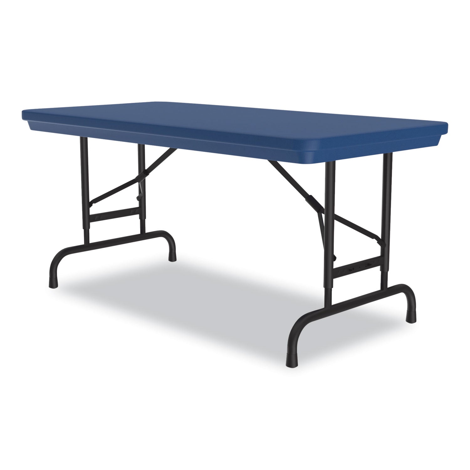 Correll® Adjustable Folding Table, Rectangular, 48" x 24" x 22" to 32", Blue Top, Black Legs, 4/Pallet