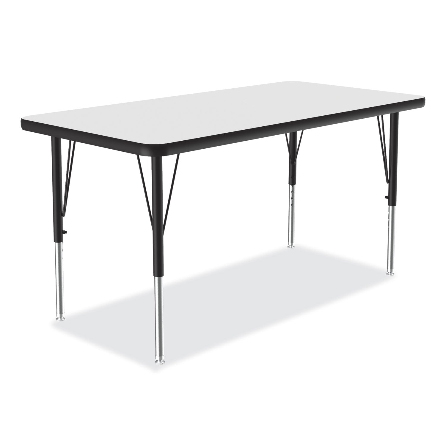 Correll® Markerboard Activity Tables, Rectangular, 48" x 24" x 19" to 29", White Top, Black Legs, 4/Pallet