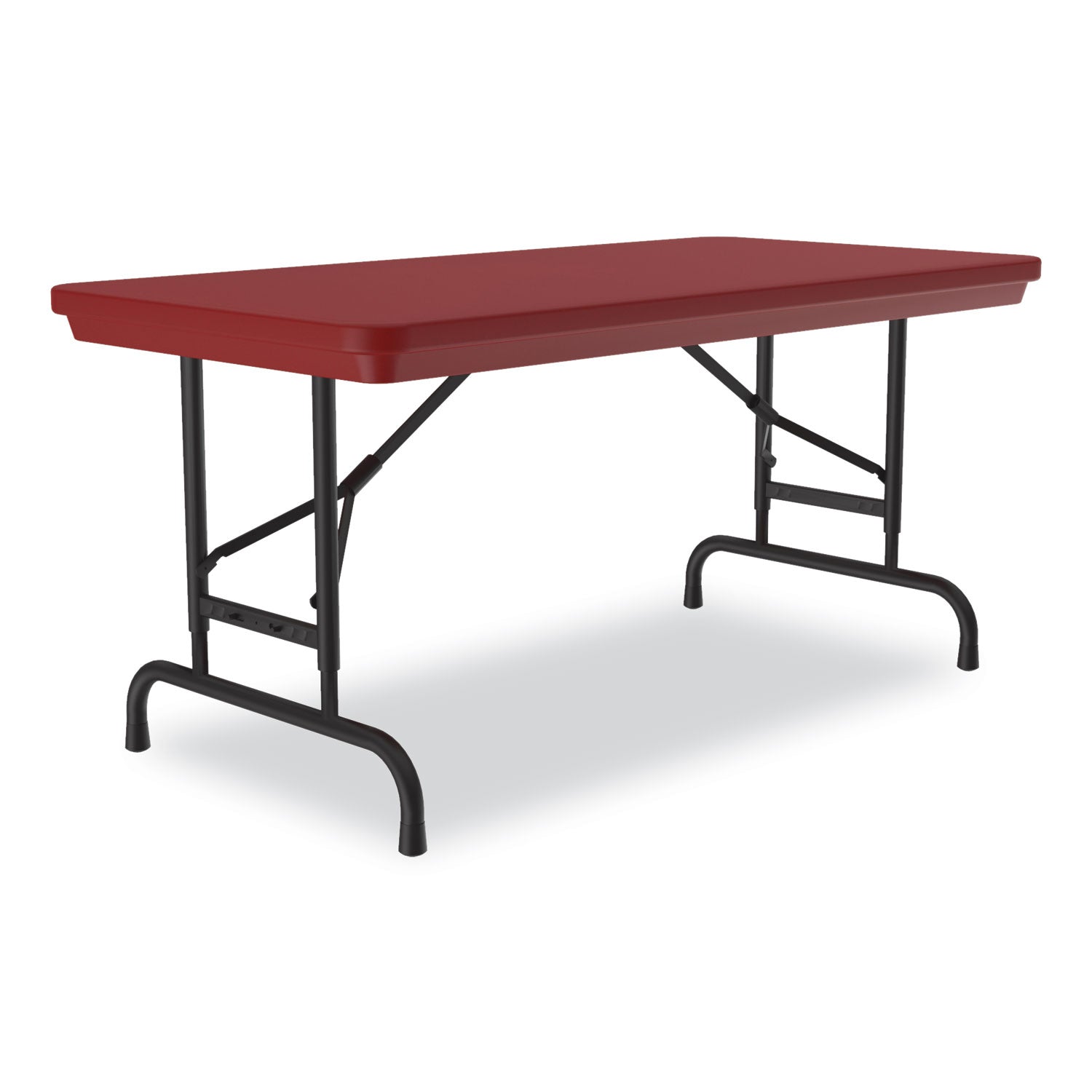 Correll® Adjustable Folding Table, Rectangular, 48" x 24" x 22" to 32", Red Top, Black Legs, 4/Pallet