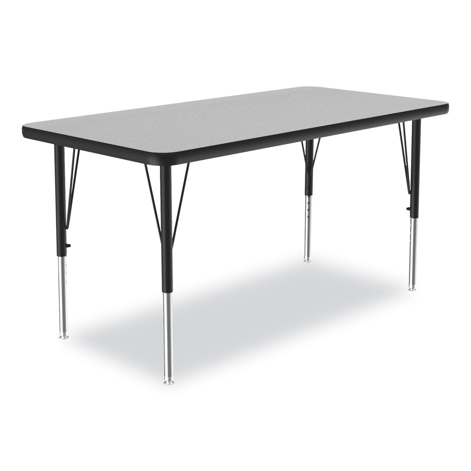 Correll® Adjustable Activity Table, Rectangular, 48" x 24" x 19" to 29", Granite Top, Black Legs, 4/Pallet