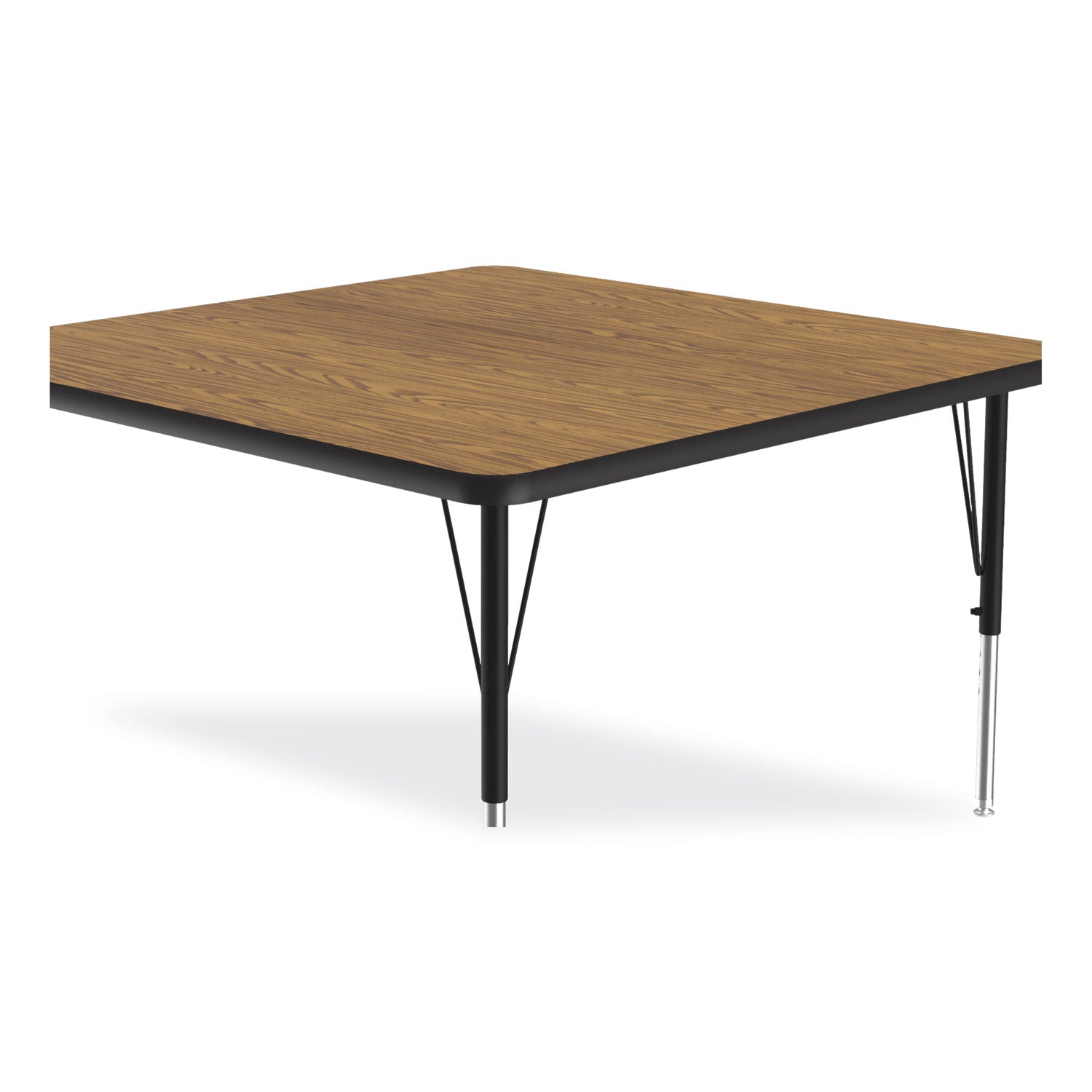 Correll® Adjustable Activity Tables, Square, 48" x 48" x 19" to 29", Medium Oak Top, Black Legs, 4/Pallet