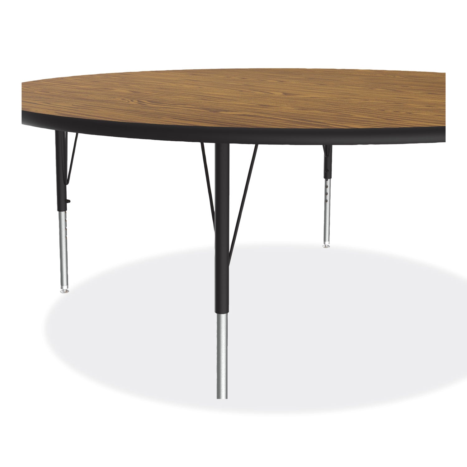 Height Adjustable Activity Tables, Round, 60" x 19" to 29", Medium Oak Top, Black Legs, 4/Pallet Flipcost Flipcost