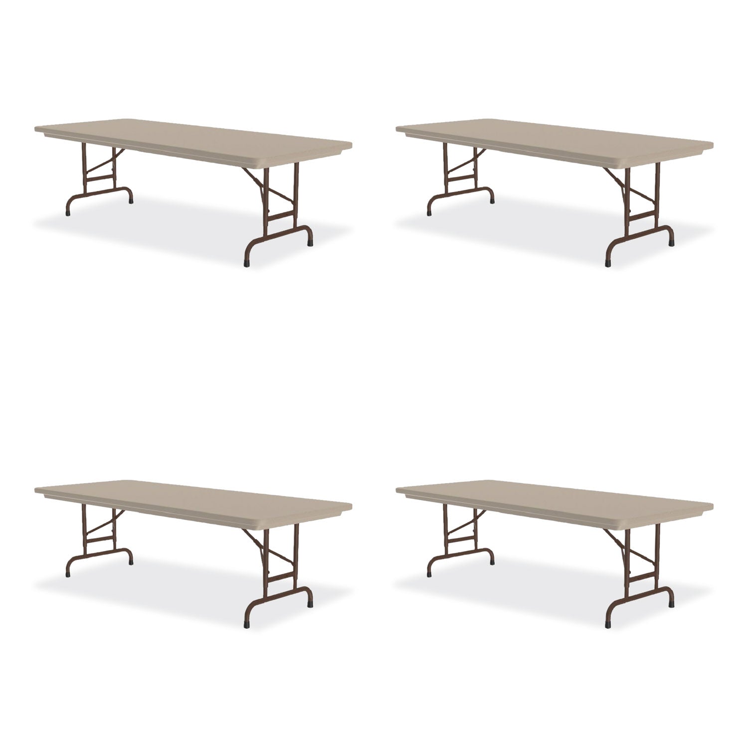 Adjustable Folding Tables, Rectangular, 60" x 30" x 22" to 32", Mocha  Granite Top, Brown Legs, 4/Pallet