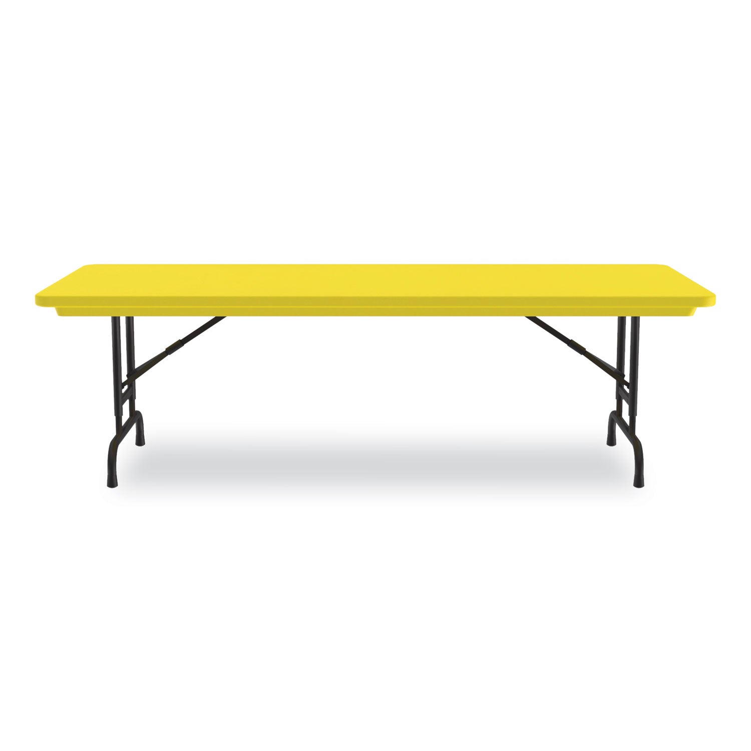 Correll® Adjustable Folding Tables, Rectangular, 60" x 30" x 22" to 32", Yellow Top, Black Legs, 4/Pallet