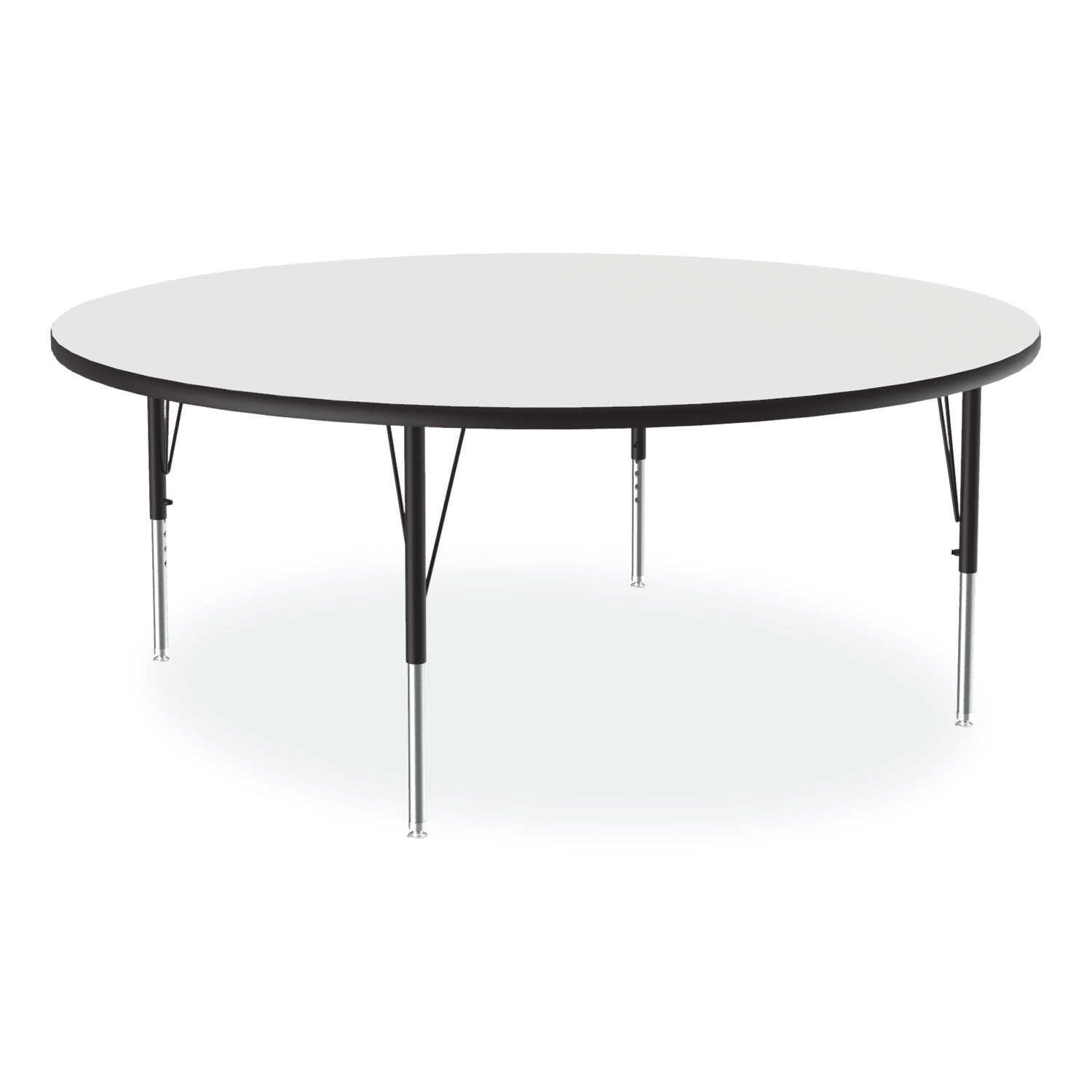 Correll® Markerboard Activity Tables, Round, 60" x 19" to 29", White Top, Black/Silver Legs, 4/Pallet