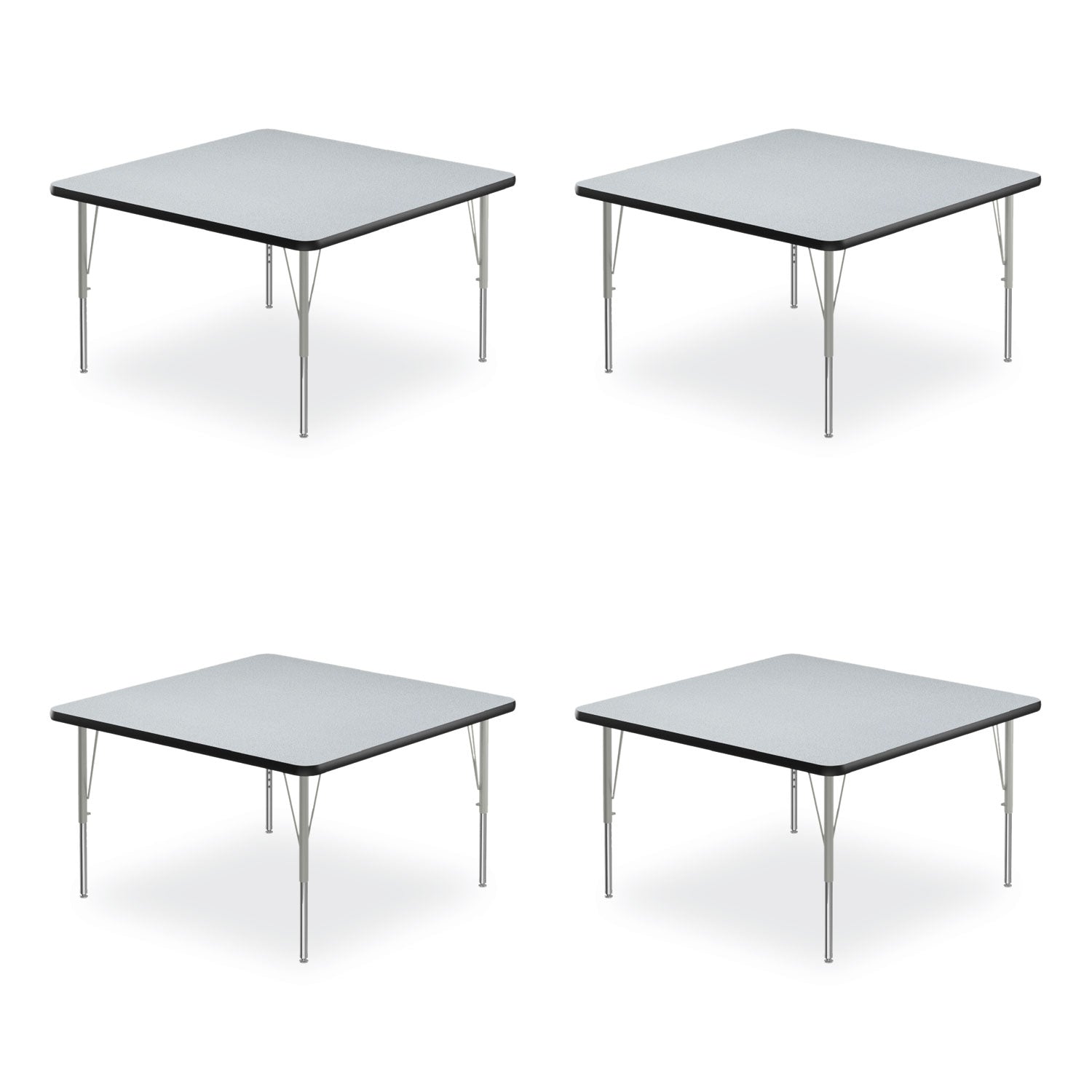 Adjustable Activity Tables, Square, 48" x 48" x 19" to 29", Gray Top, Silver Legs, 4/Pallet