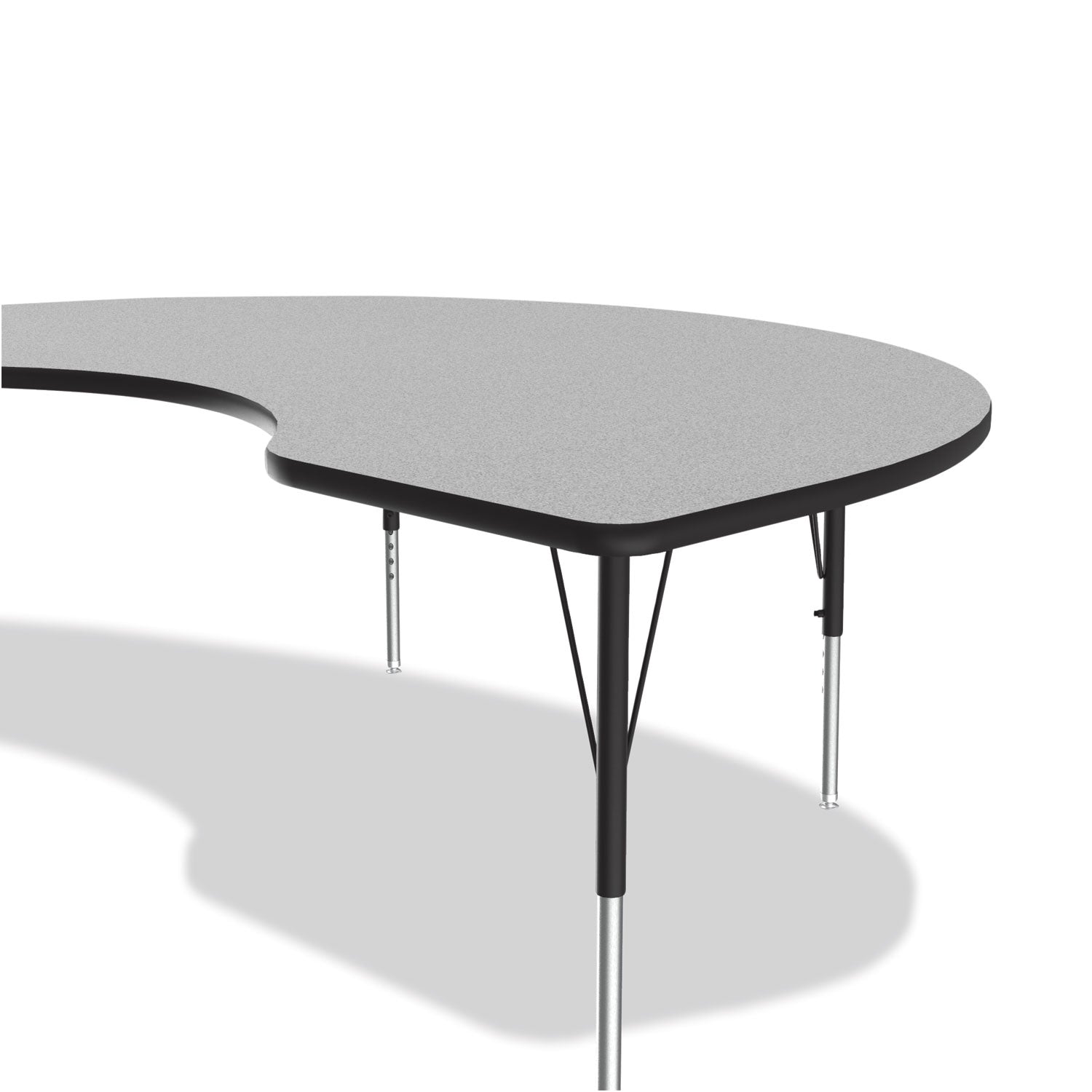 Correll® Adjustable Activity Tables, Kidney Shaped, 72" x 48" x 19" to 29", Gray Top, Black Legs, 4/Pallet