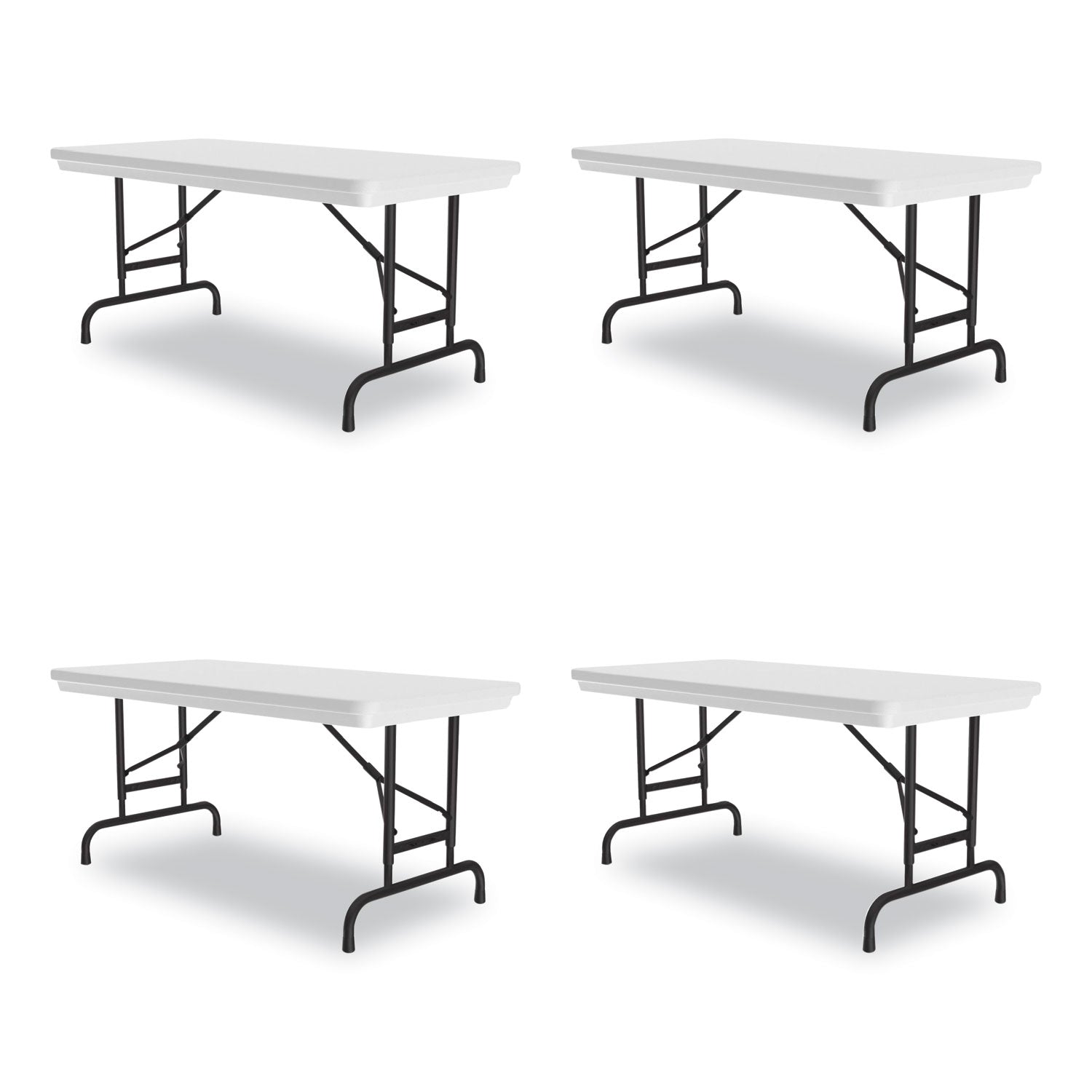 Correll® Adjustable Folding Table, Rectangular, 48" x 24" x 22" to 32", Gray Granite Top, Black Legs, 4/Pallet