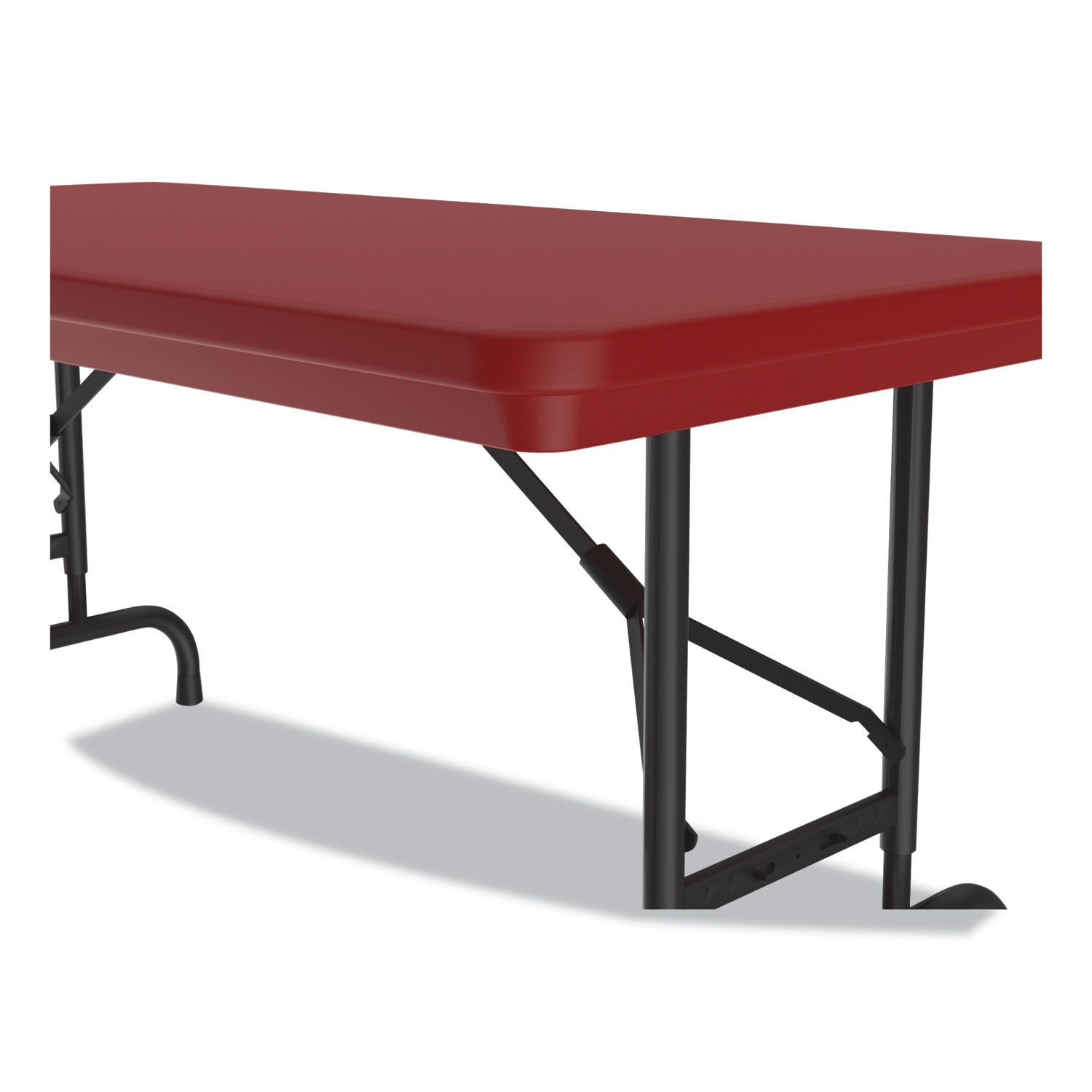 Correll® Adjustable Folding Table, Rectangular, 48" x 24" x 22" to 32", Red Top, Black Legs, 4/Pallet