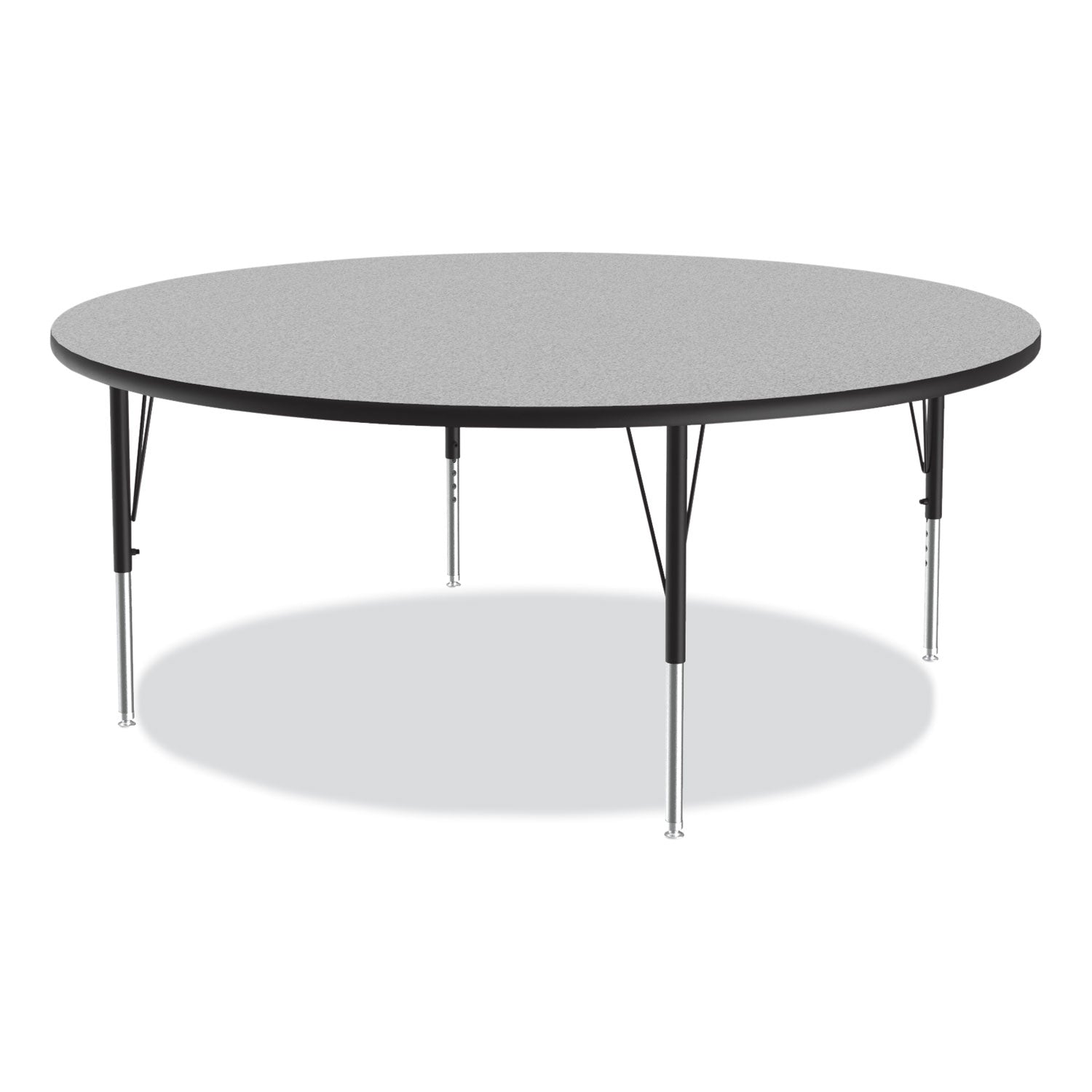 Correll® Height Adjustable Activity Table, Round, 60" x 19" to 29", Gray Granite Top, Black Legs, 4/Pallet