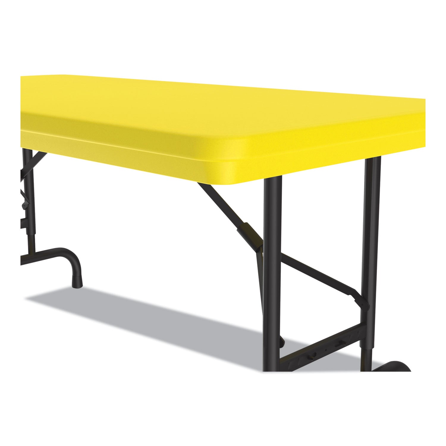 Correll® Adjustable Folding Table, Rectangular, 48" x 24" x 22" to 32", Yellow Top, Black Legs, 4/Pallet