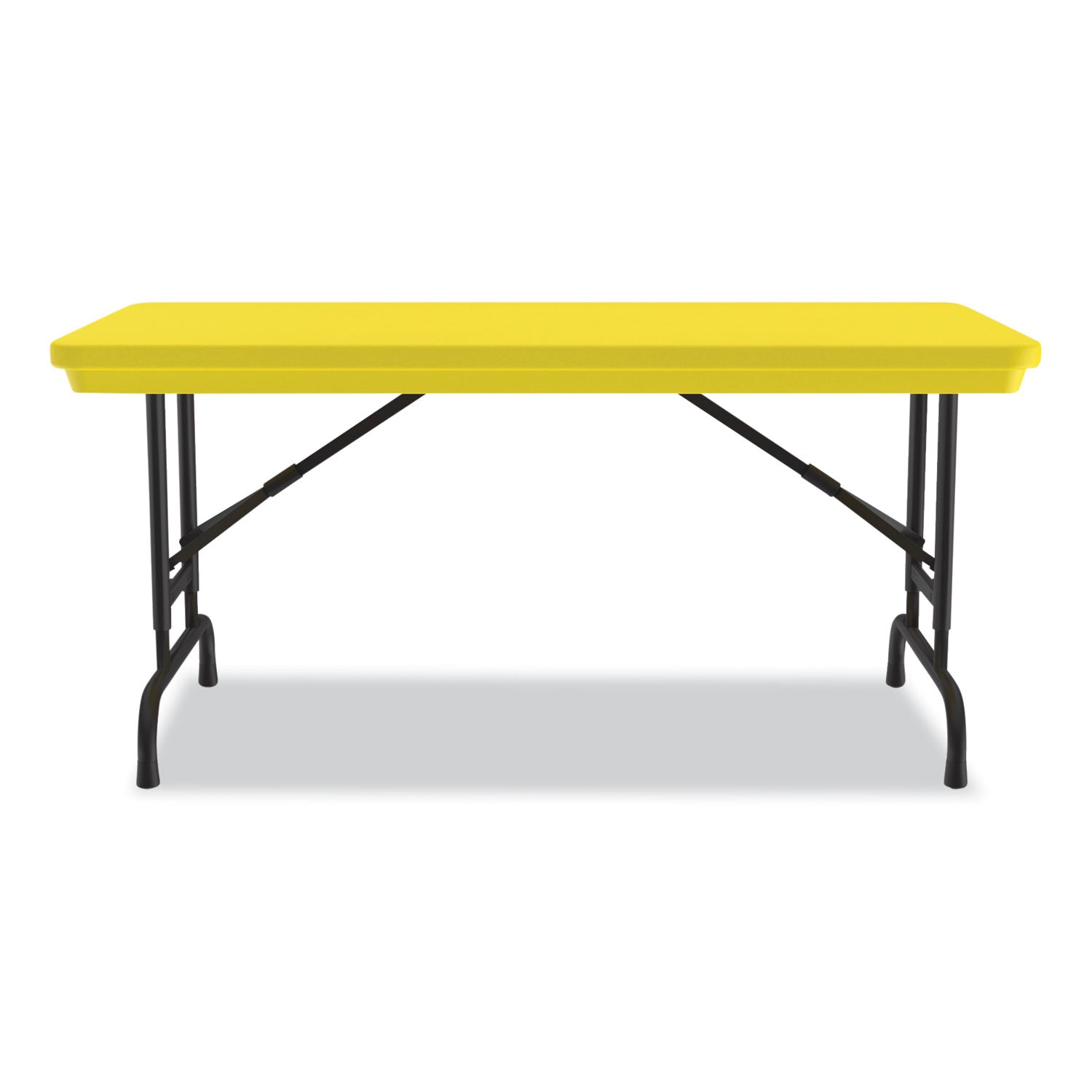 Correll® Adjustable Folding Table, Rectangular, 48" x 24" x 22" to 32", Yellow Top, Black Legs, 4/Pallet