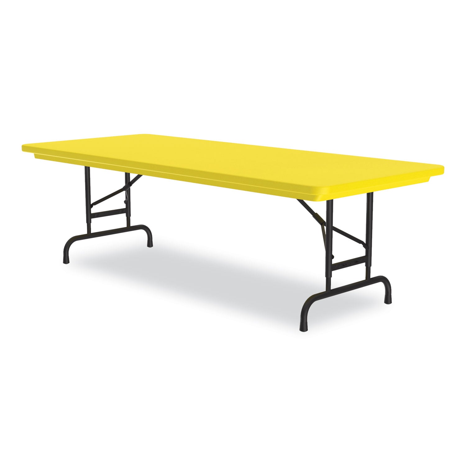 Correll® Adjustable Folding Tables, Rectangular, 72" x 30" x 22" to 32", Yellow Top, Black Legs, 4/Pallet