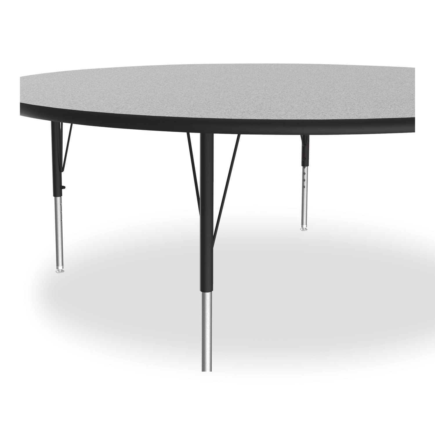 Correll® Height Adjustable Activity Table, Round, 60" x 19" to 29", Gray Granite Top, Black Legs, 4/Pallet