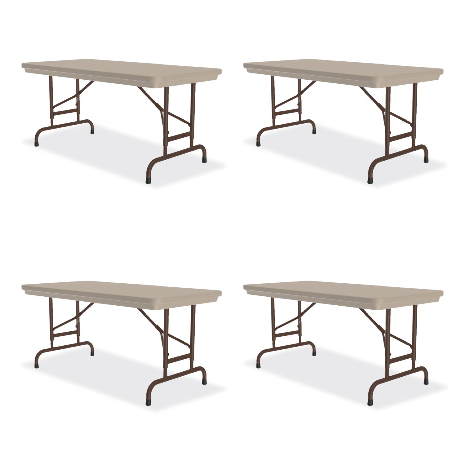 Adjustable Folding Table, Rectangular, 48" x 24" x 22" to 32", Mocha Granite Top, Brown Legs, /Pallet